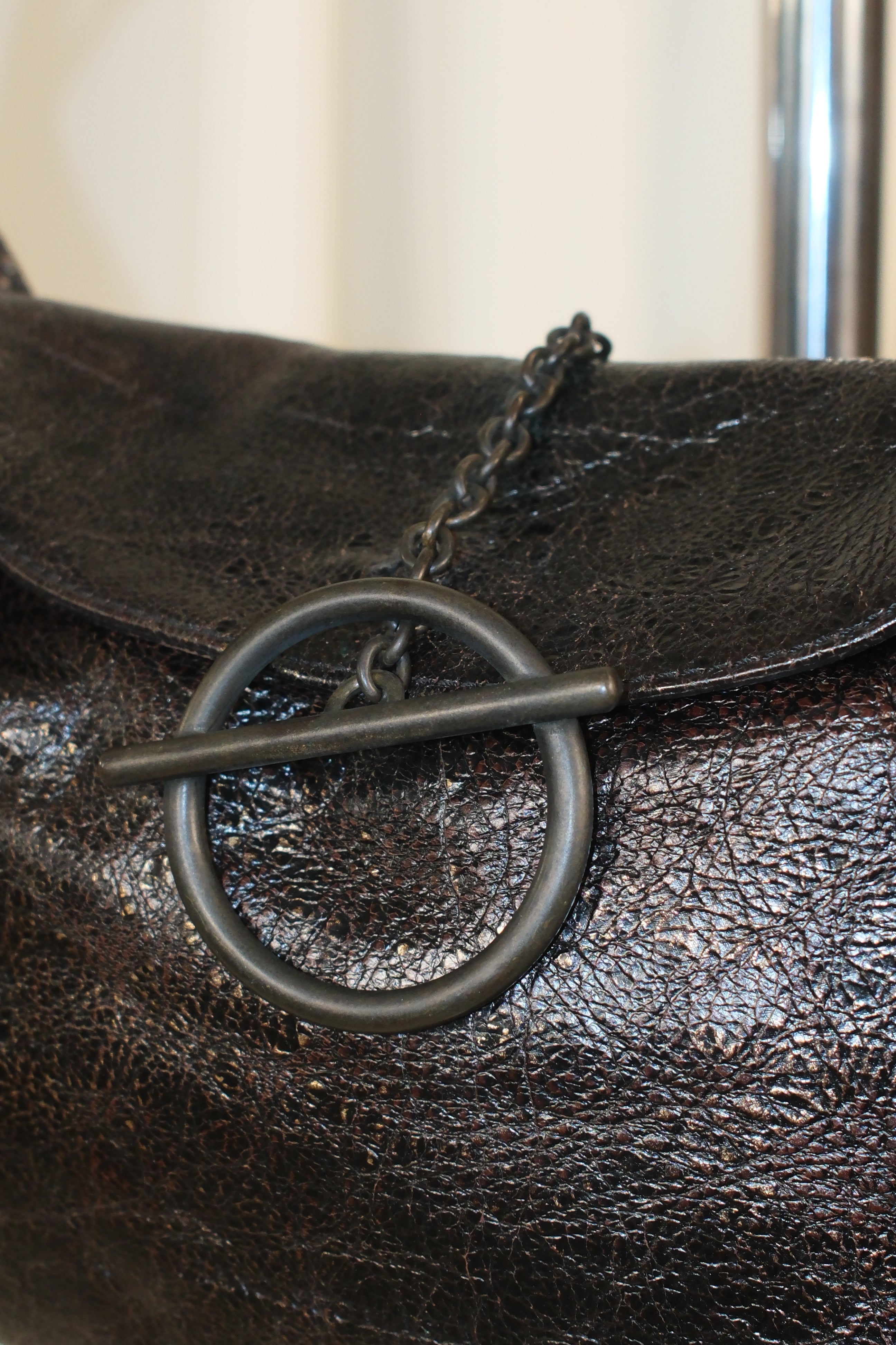 Francesco Biasia Brown Grunge Leather Bag