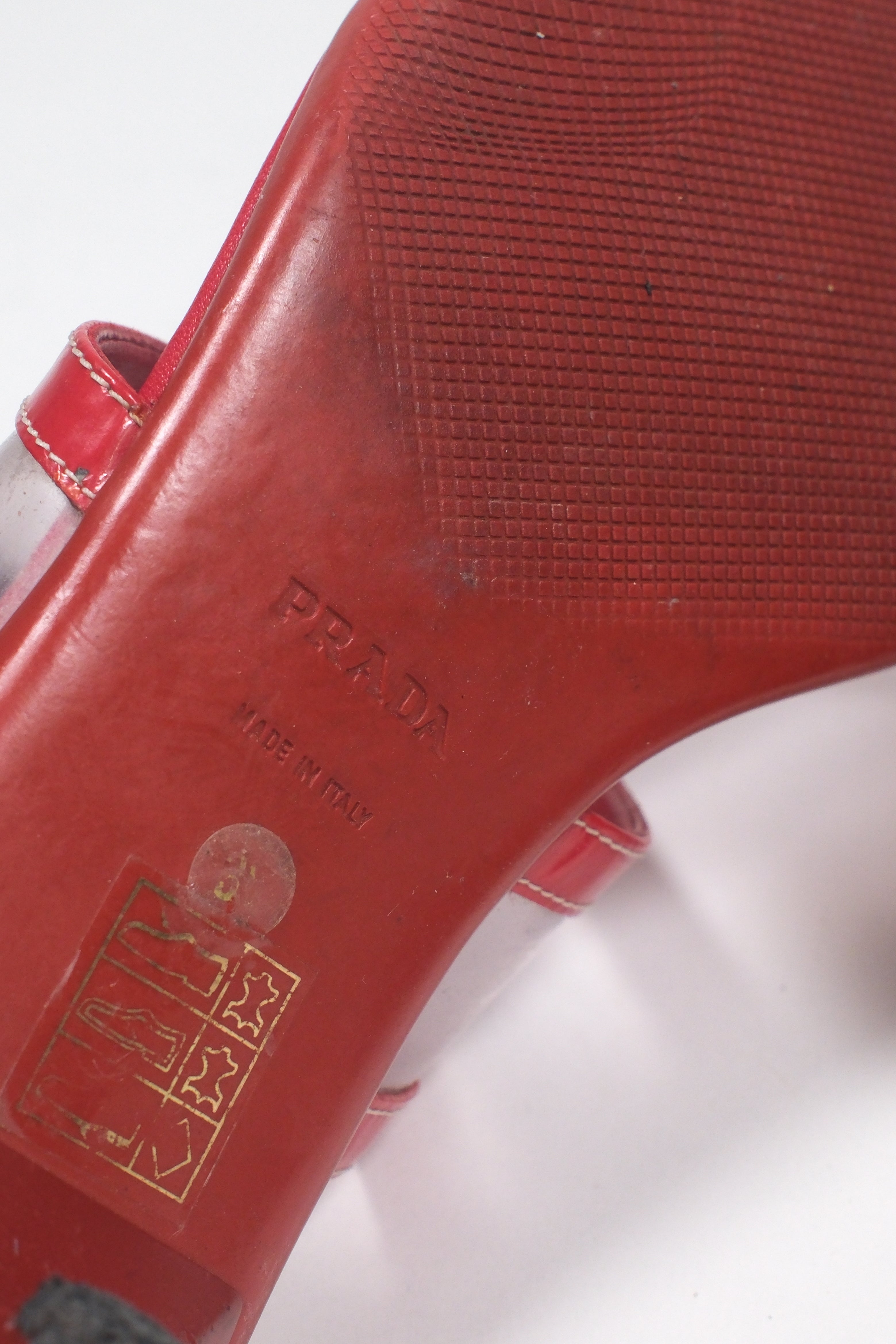 Prada Sport Red Leather Sandals Size 36