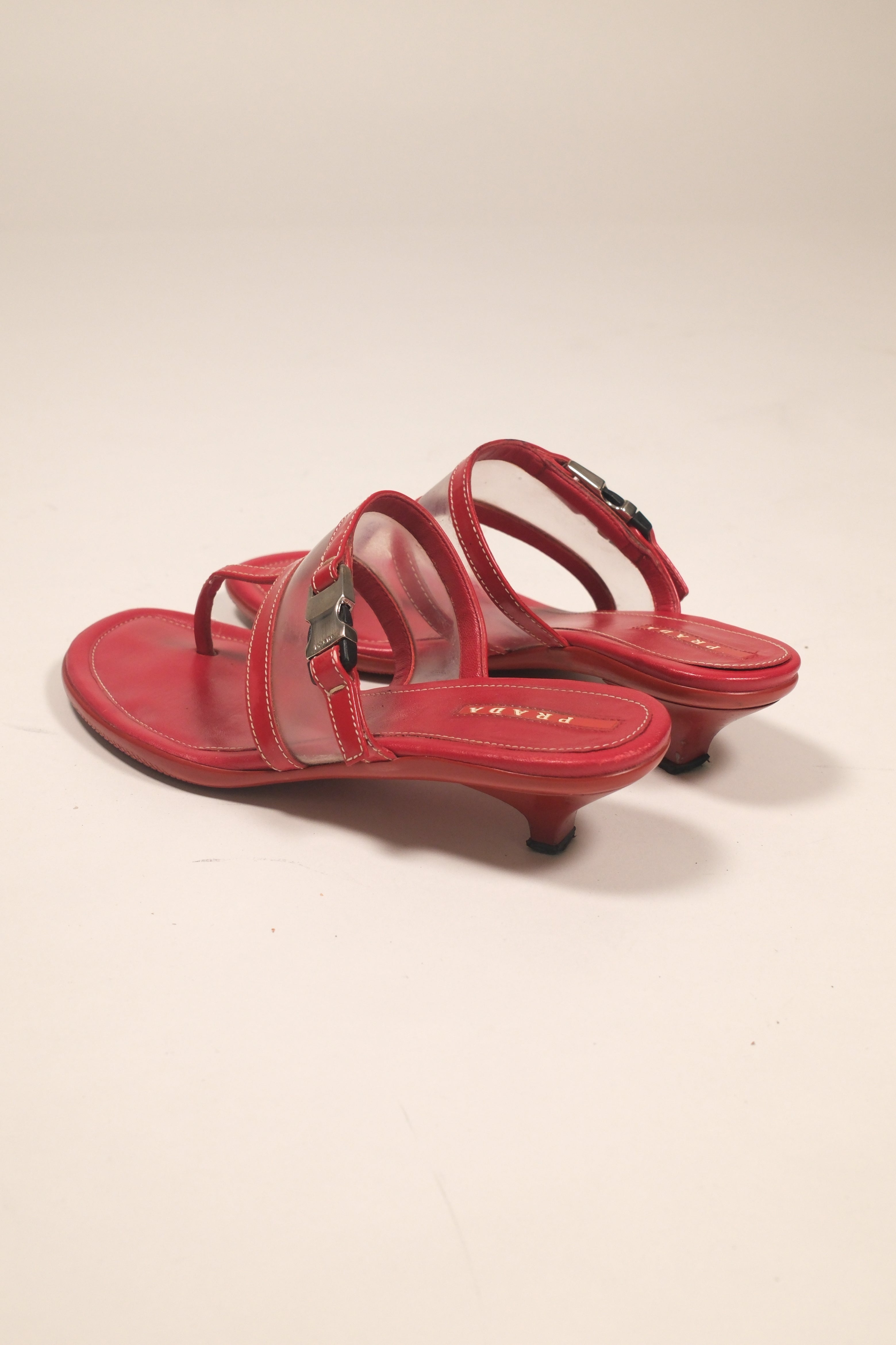Prada Sport Red Leather Sandals Size 36