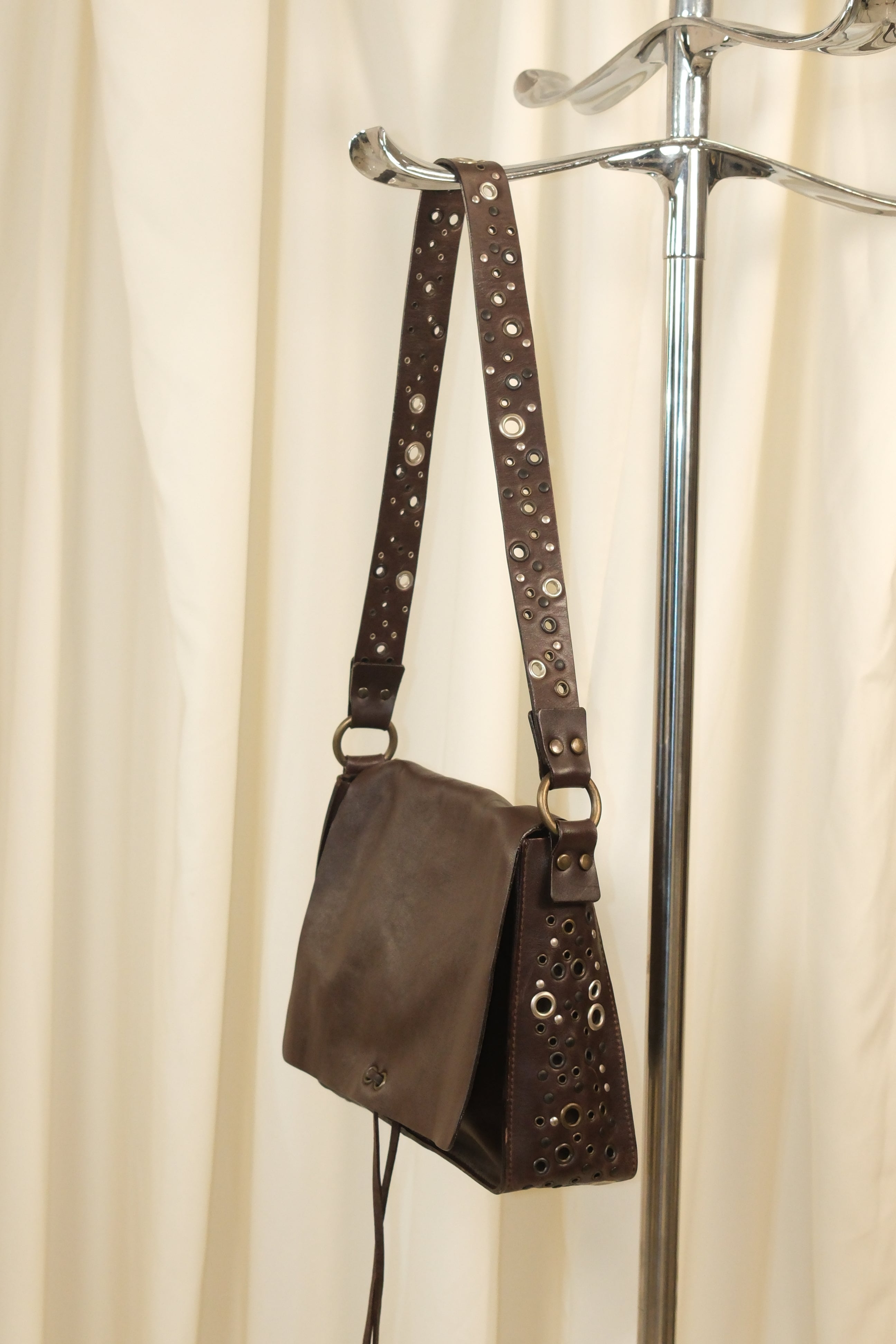 Dolce & Gabbana 2002 Brown Leather Bag with Studded Details