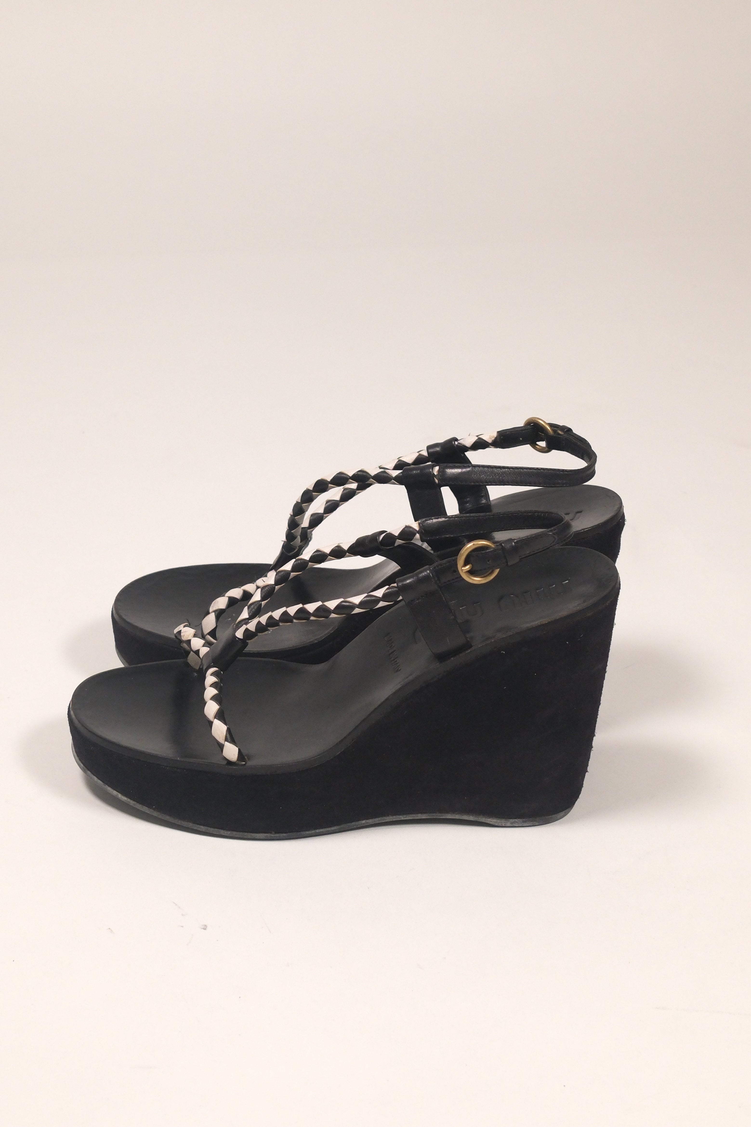 Miu Miu Leather & Suede Platform Sandals Size 37