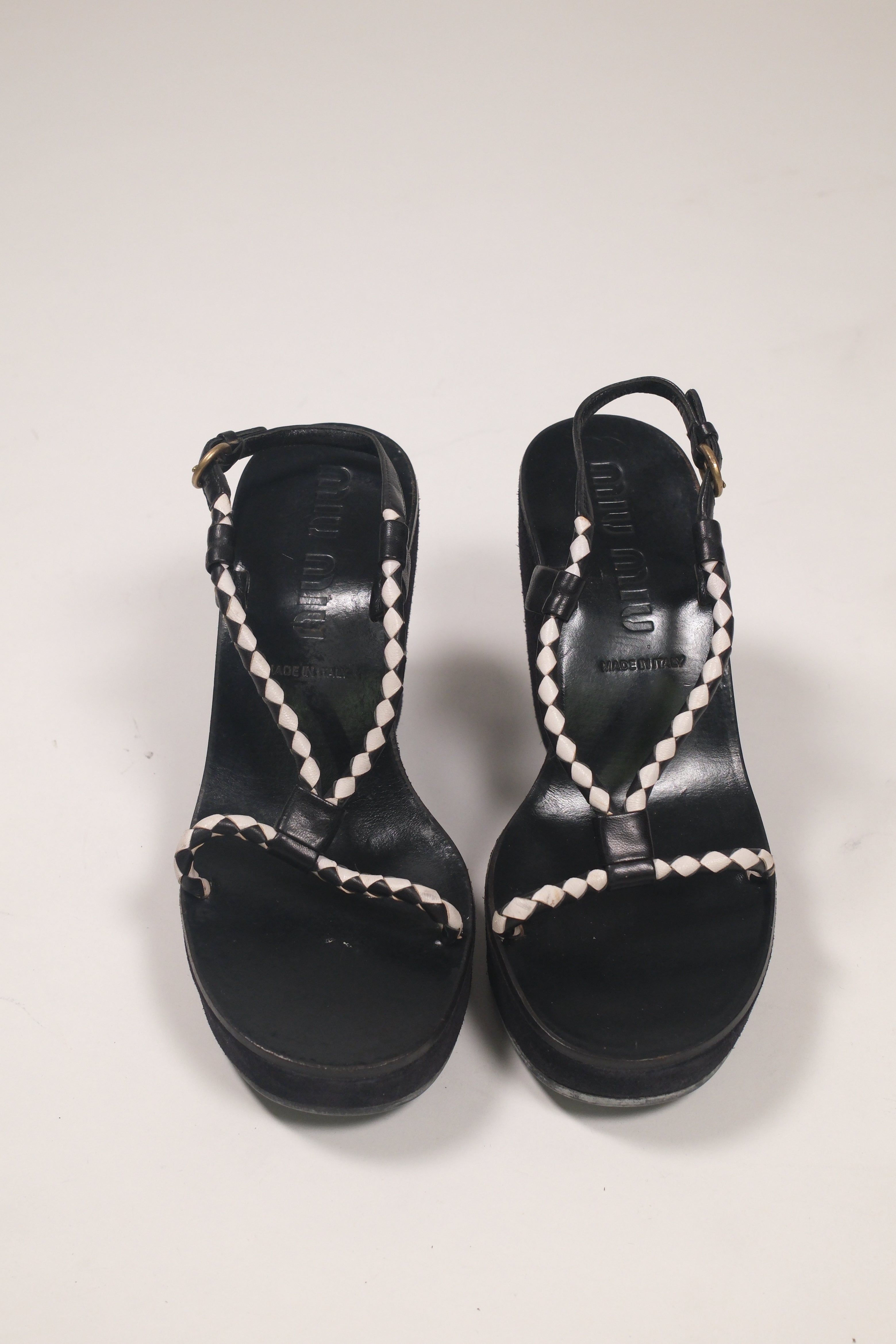 Miu Miu Leather & Suede Platform Sandals Size 37
