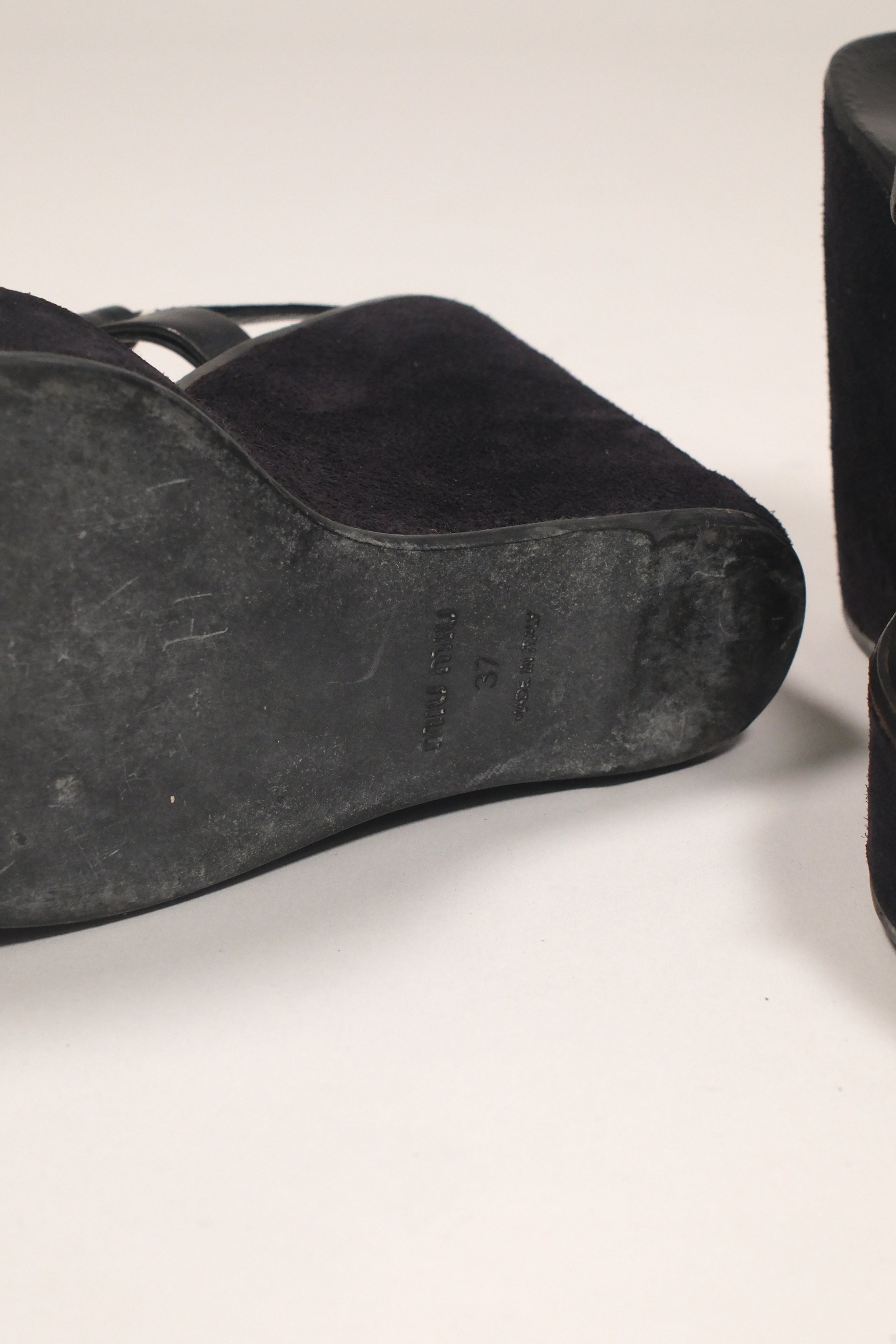 Miu Miu Leather & Suede Platform Sandals Size 37