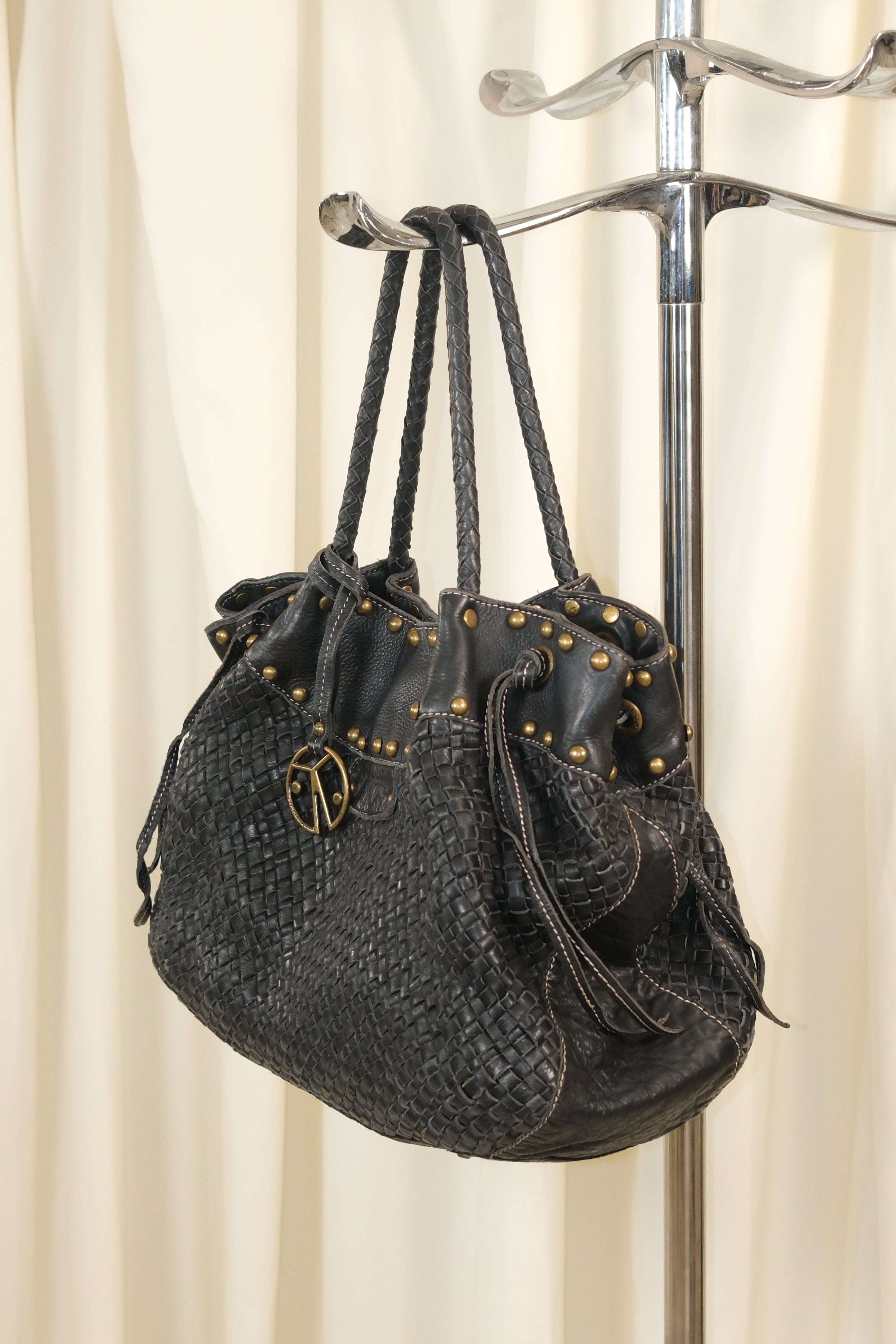 Coccinelle Black Woven Leather Bag