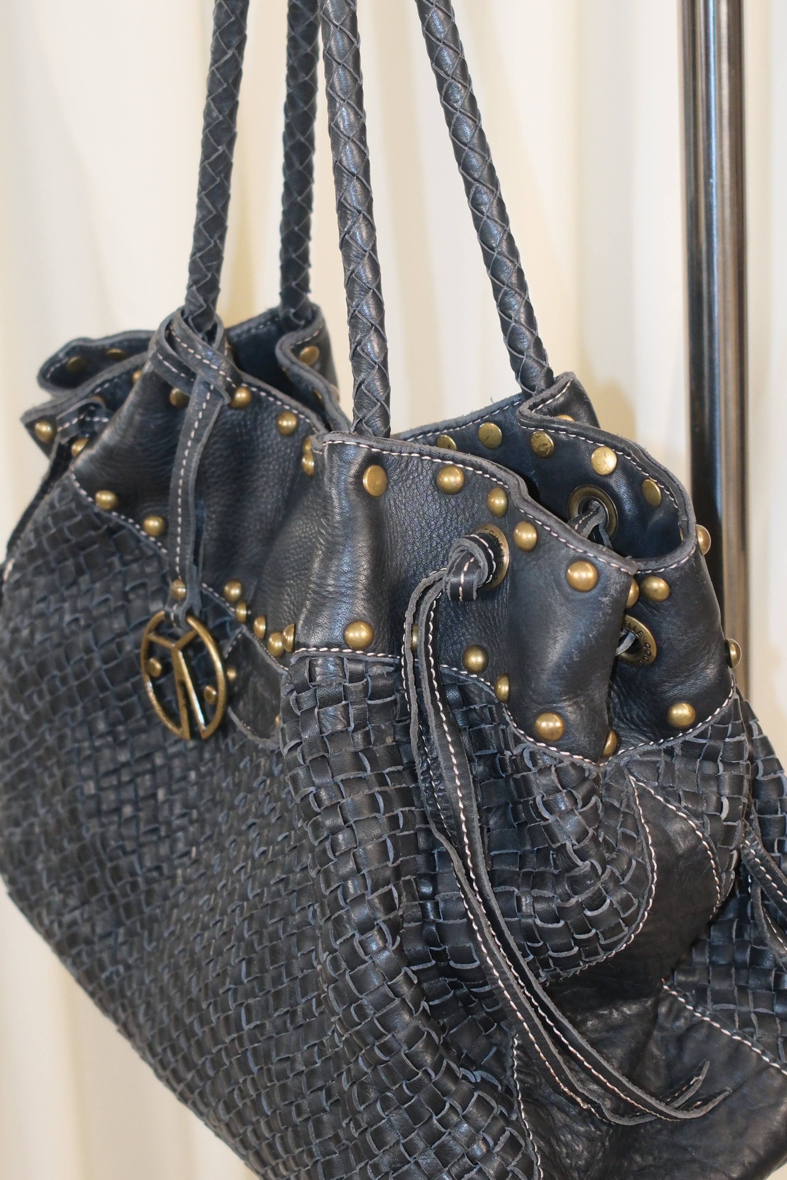 Coccinelle Black Woven Leather Bag