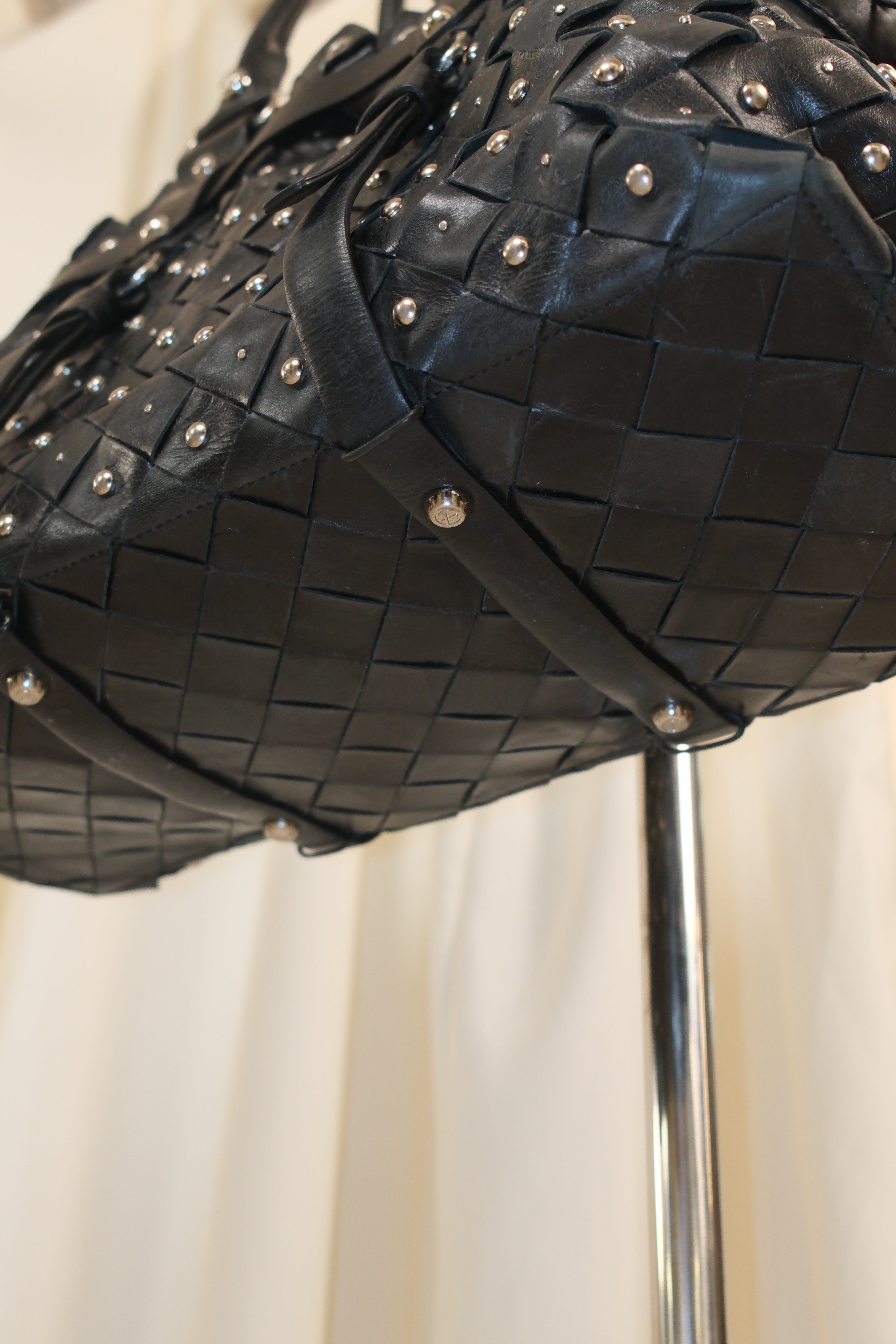 Francesco Biasia Oversized Braided Leather Tote with Stud Details