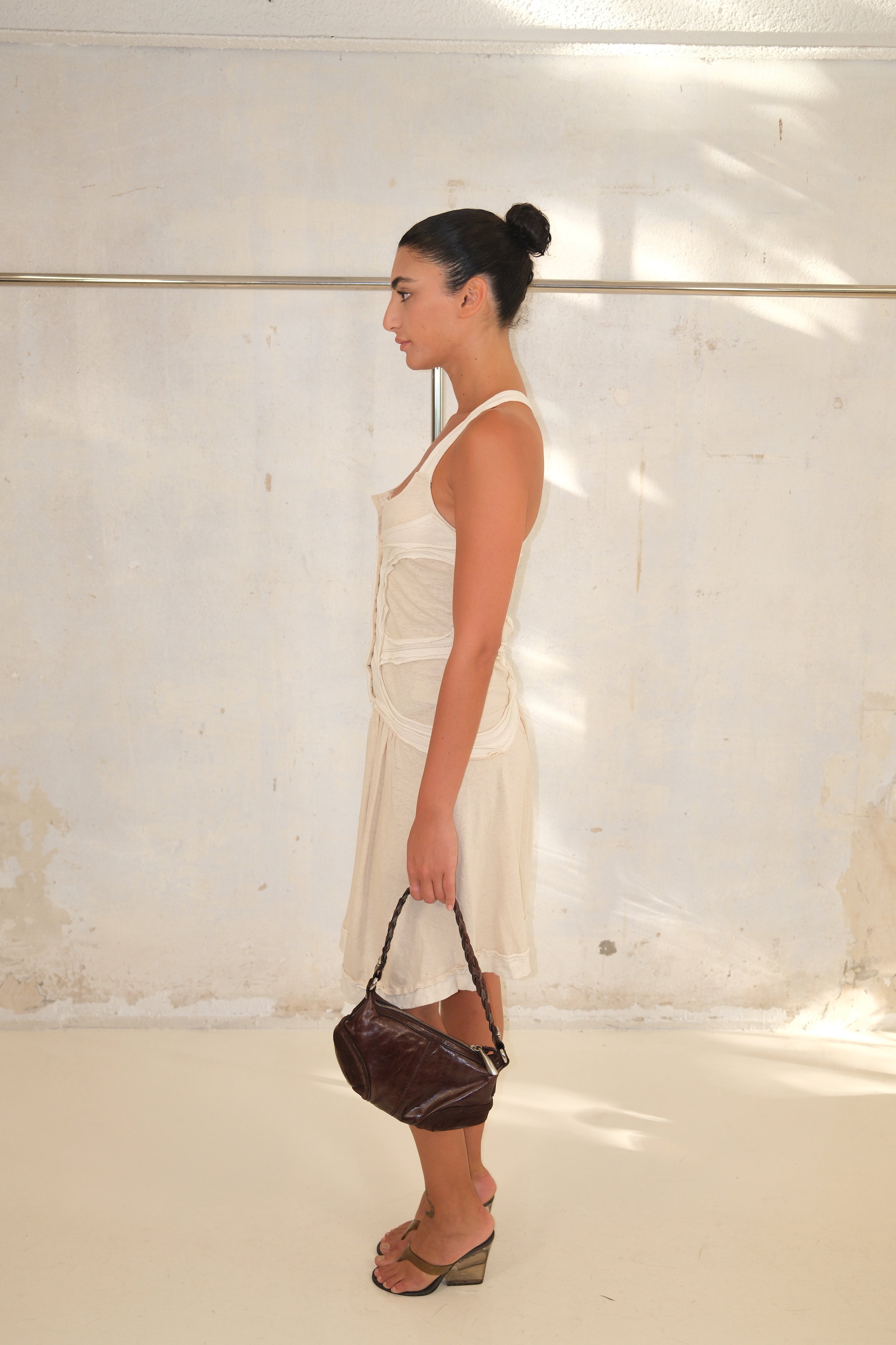 Cream Halter Neck Mid Dress