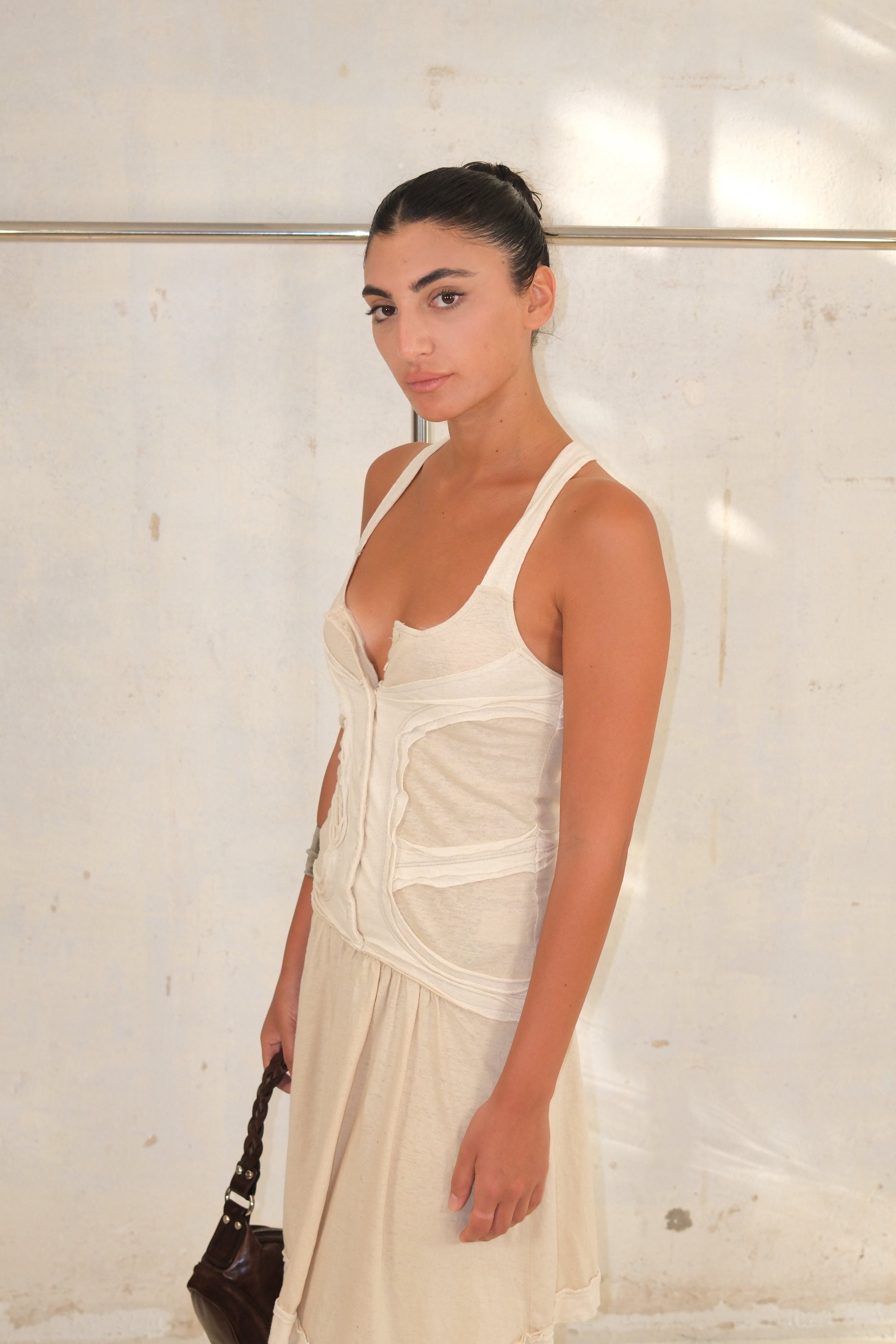 Cream Halter Neck Mid Dress