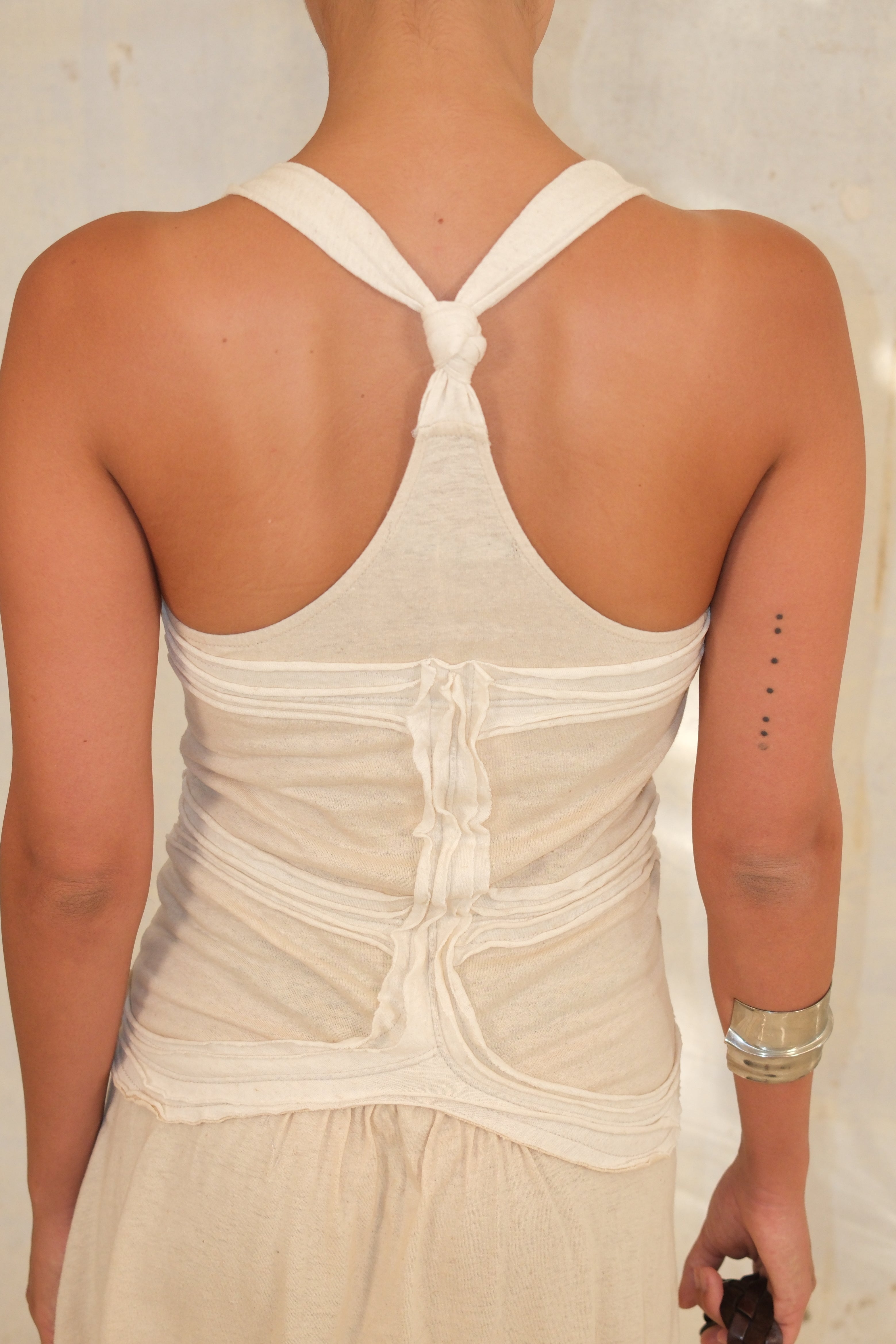 Cream Halter Neck Mid Dress