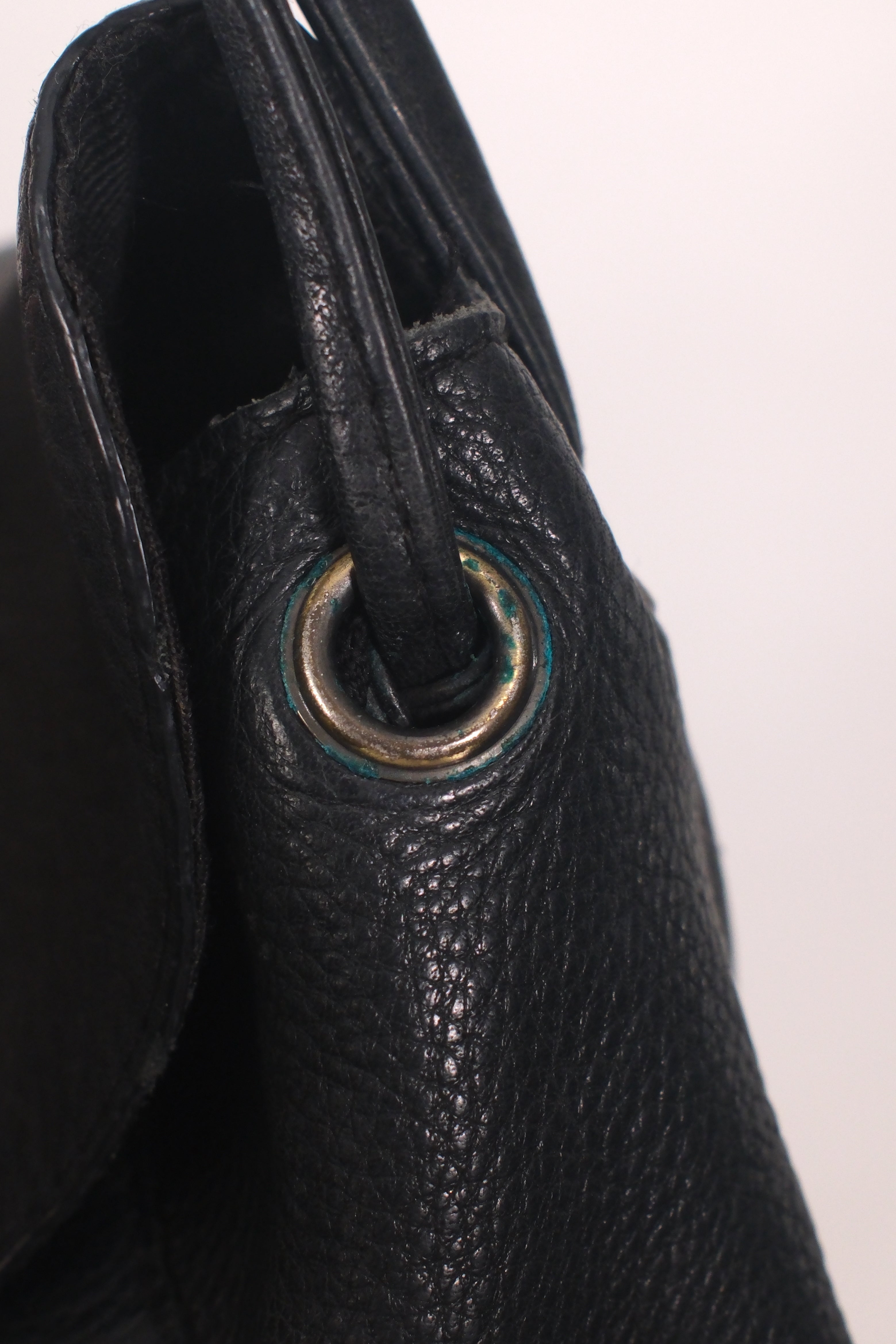 Sisley Black Leather Shoulder Bag With Strap Details