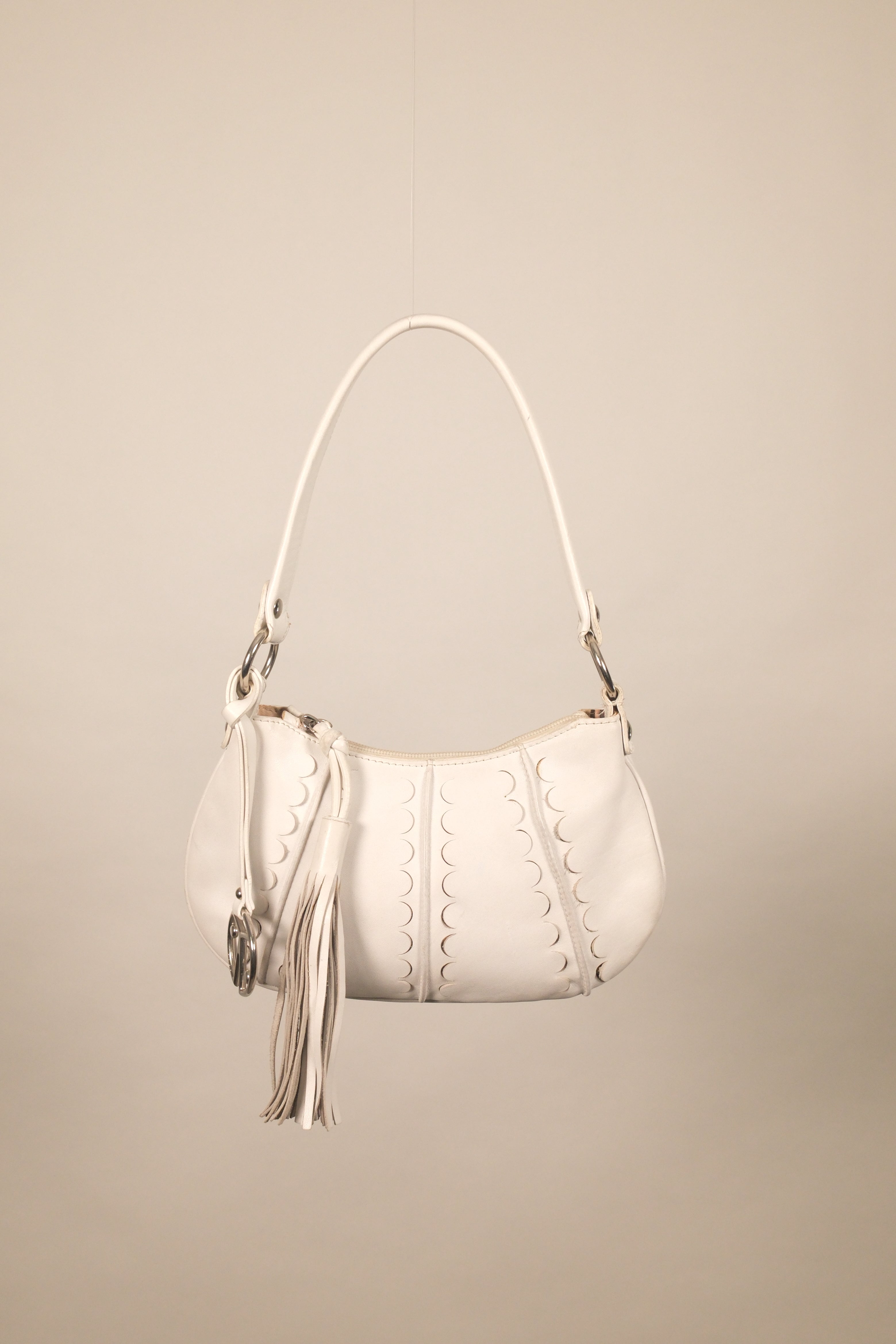 Coccinelle White Leather Shoulder Bag with Details