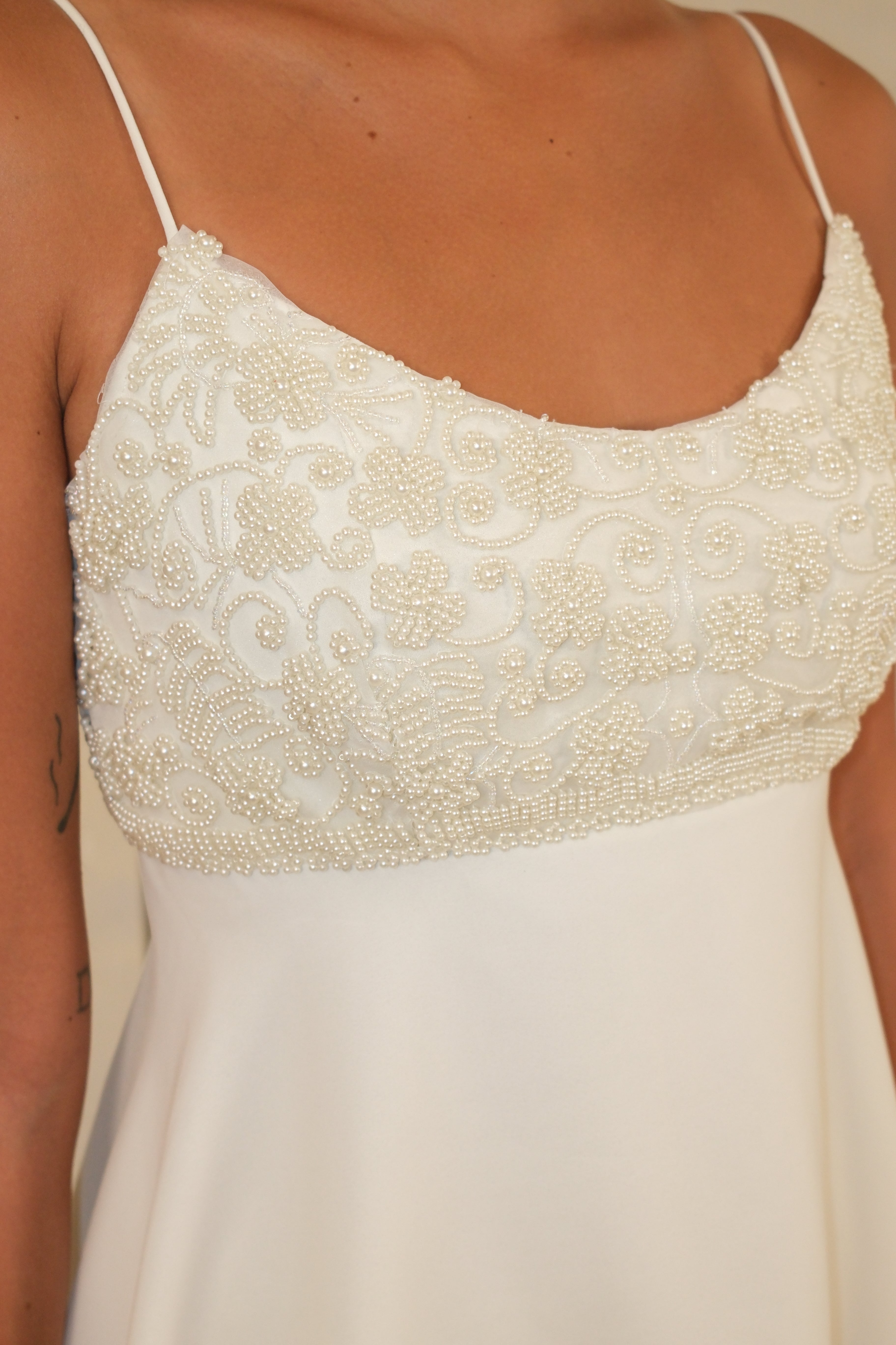 White Beaded Mini Dress