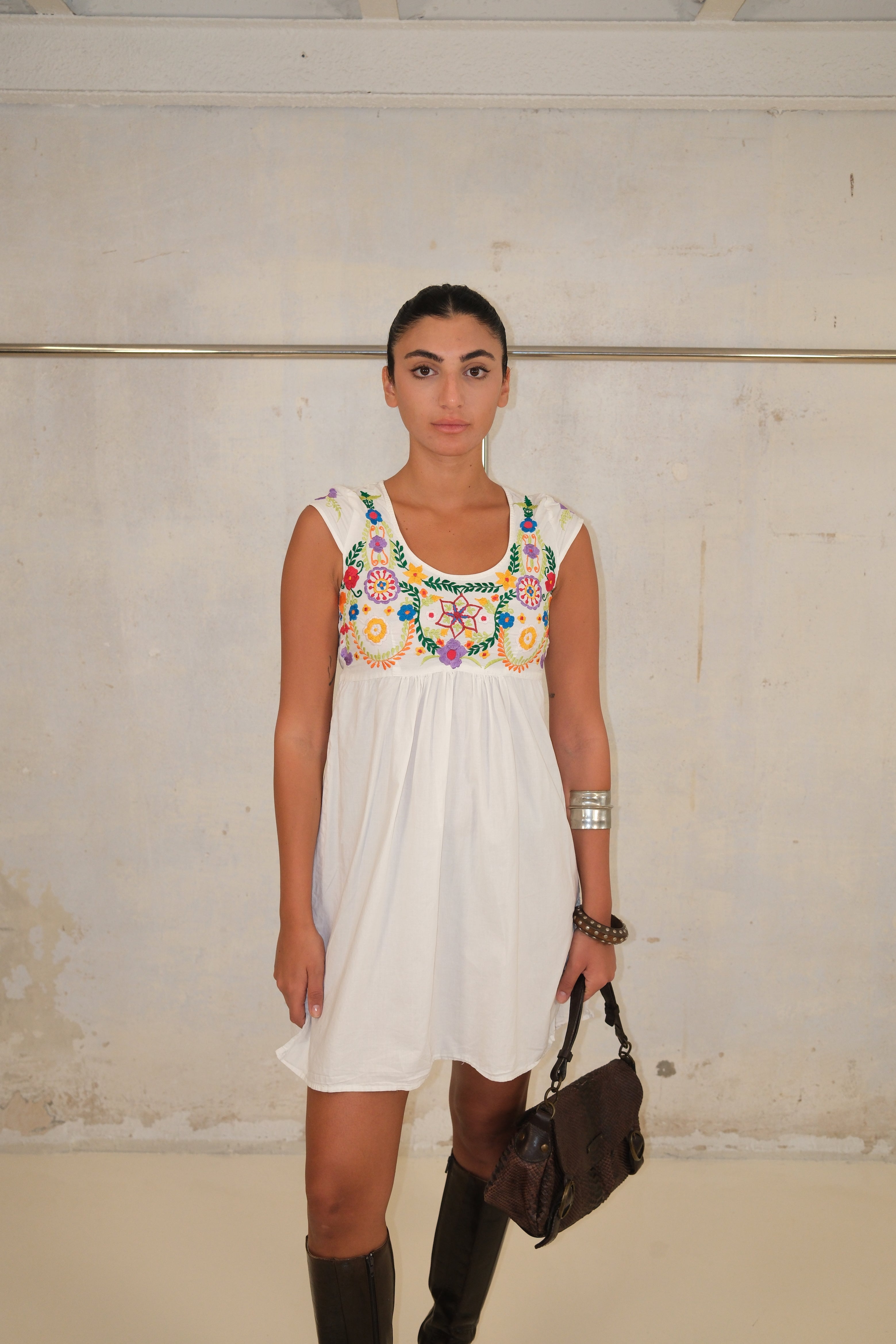 Cute Embroidered Mini Dress