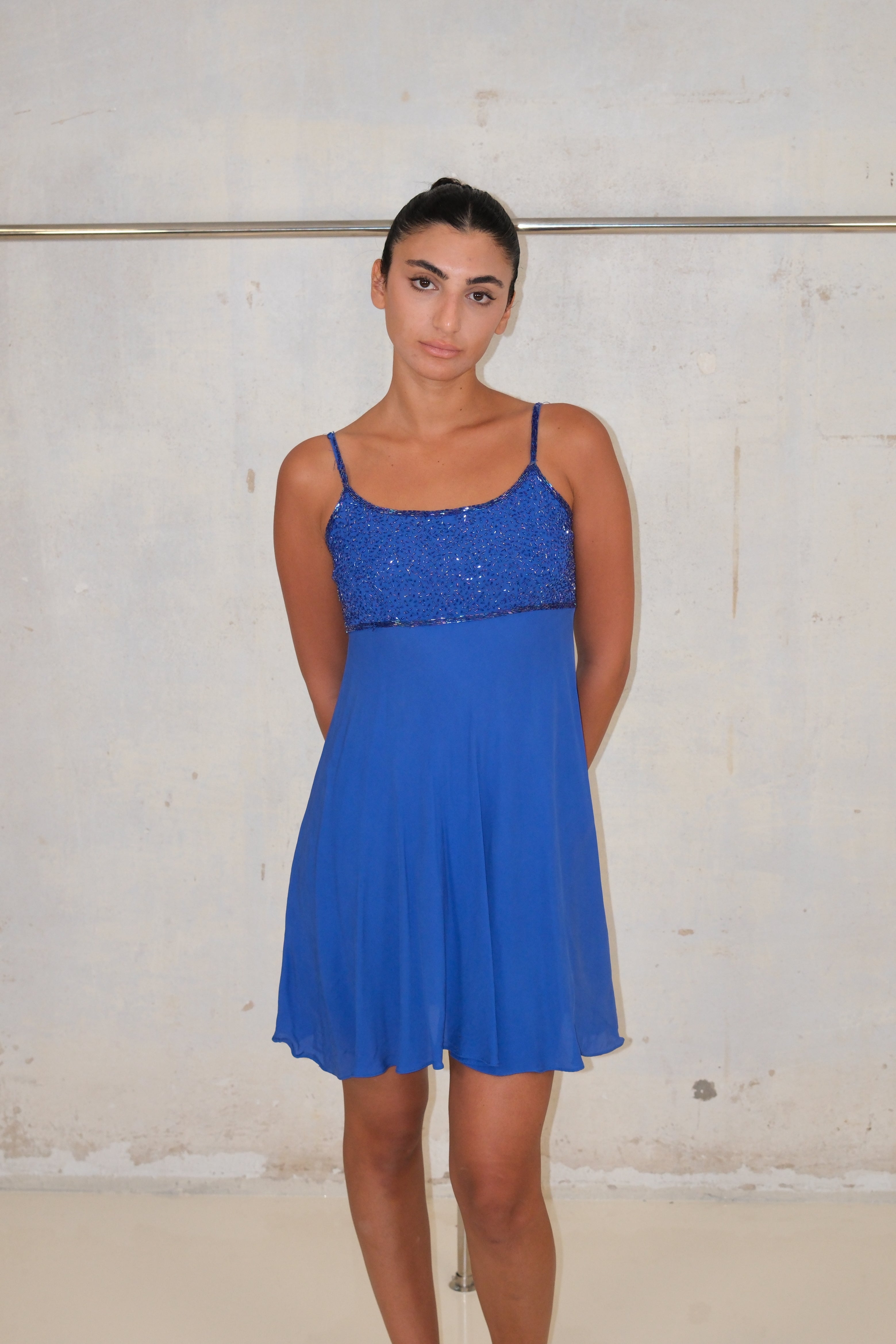 Blue Mini Beaded Dress