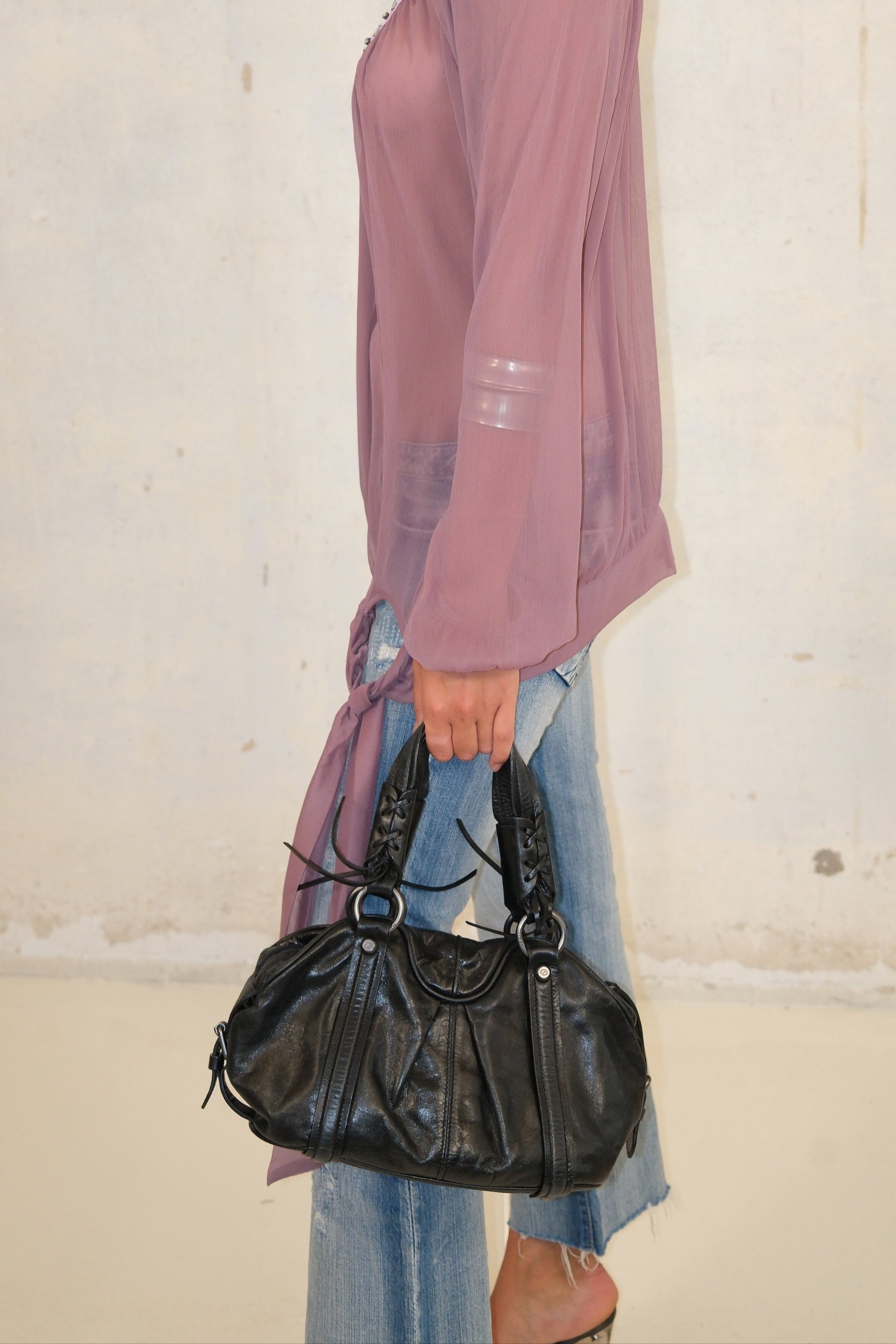 Francesco Biasia Black Puffy Shoulder Bag
