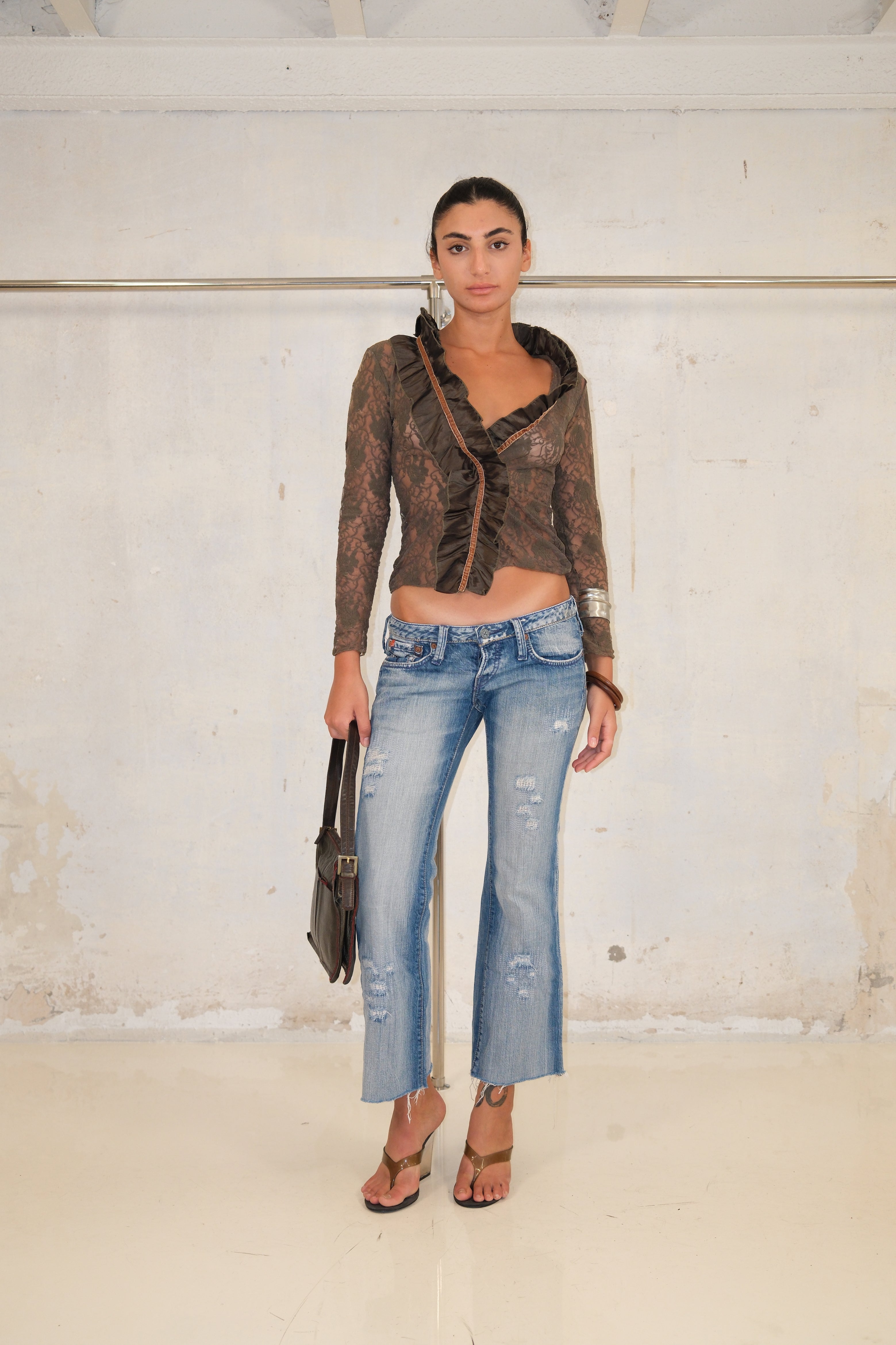 Green Lace Shrug with Details-no buttons
