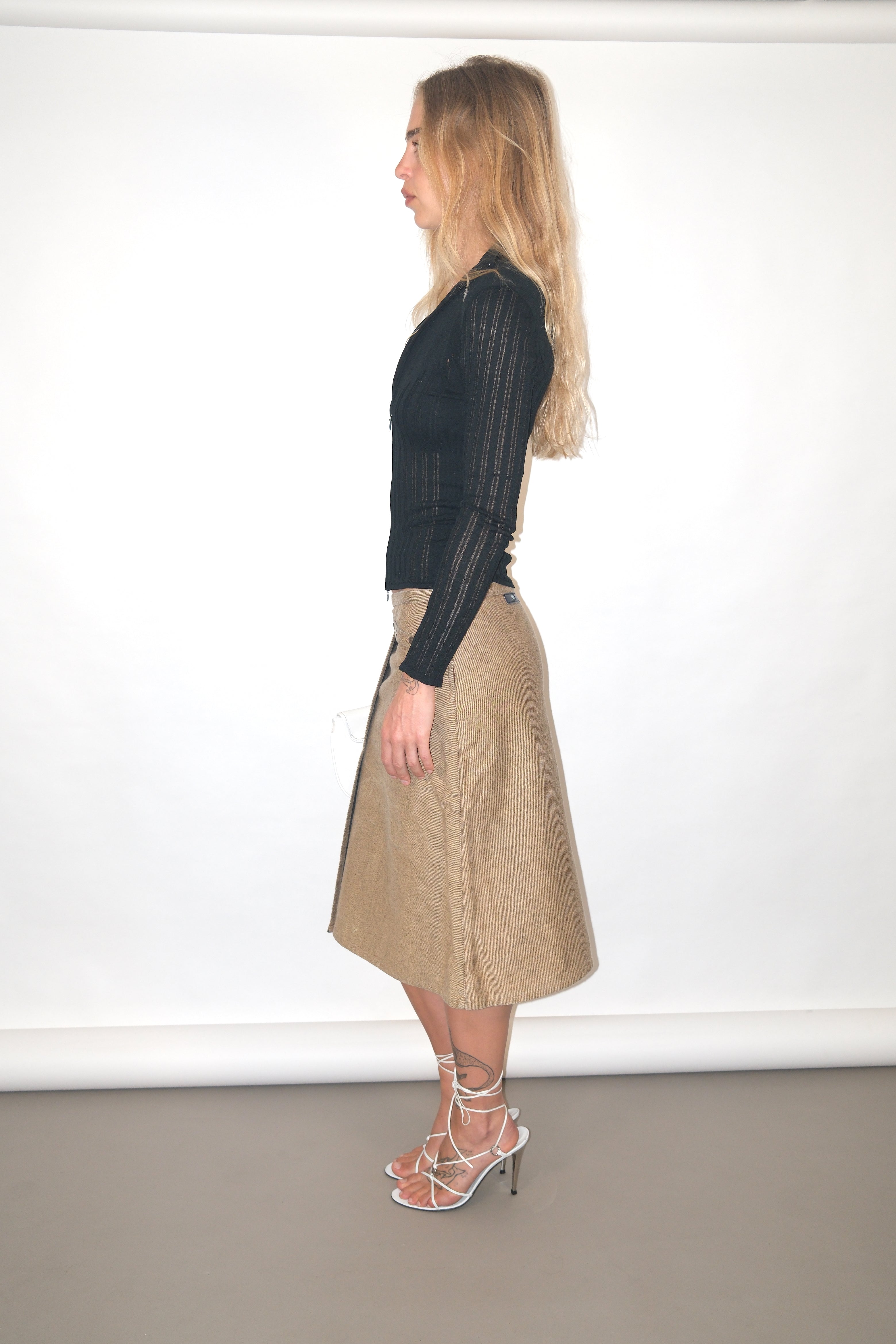 Gianfranco Ferre Low-rise Tan Midi Skirt Size 38