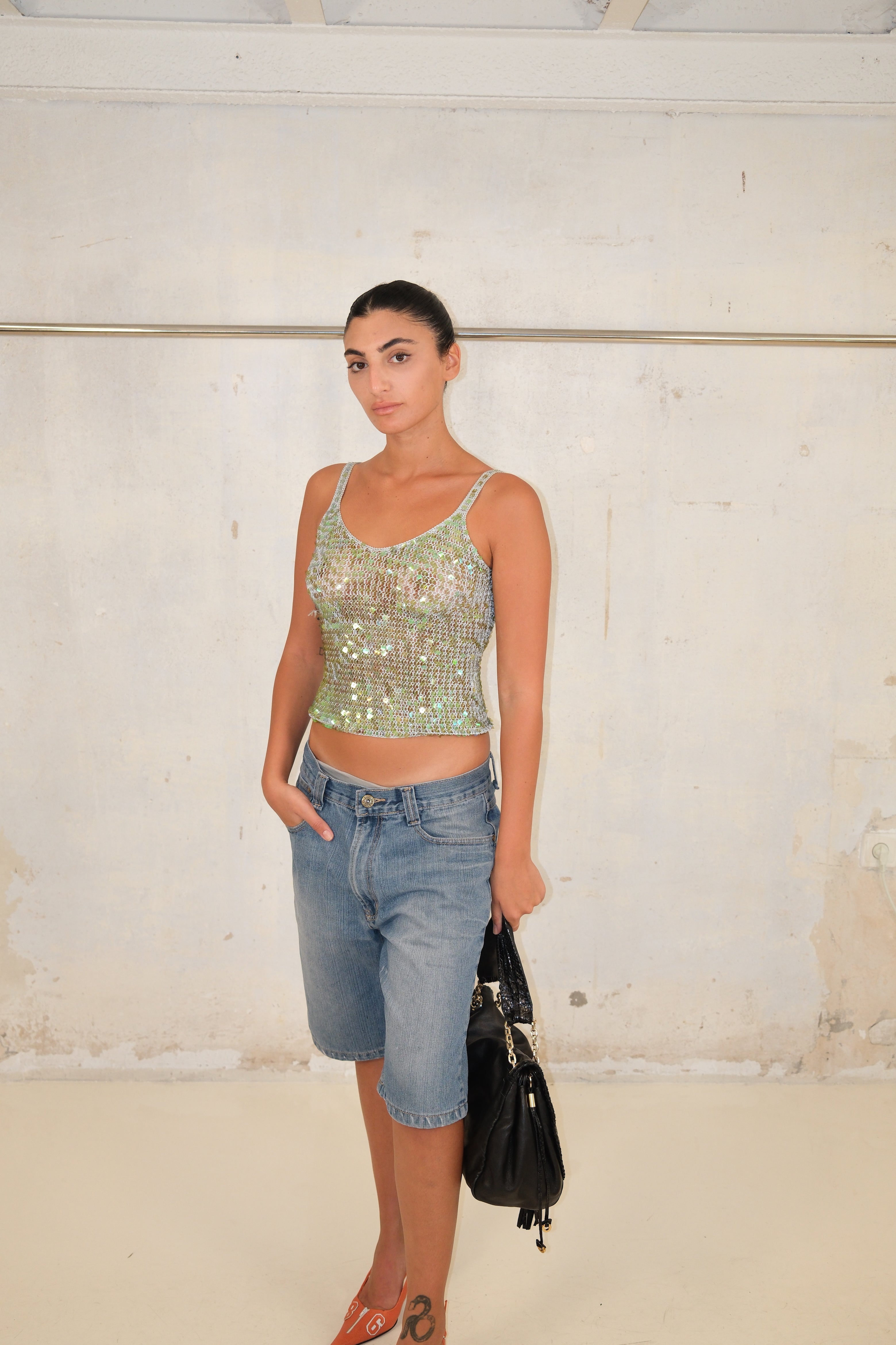 Cassidi Light Blue & Green Sequin Top