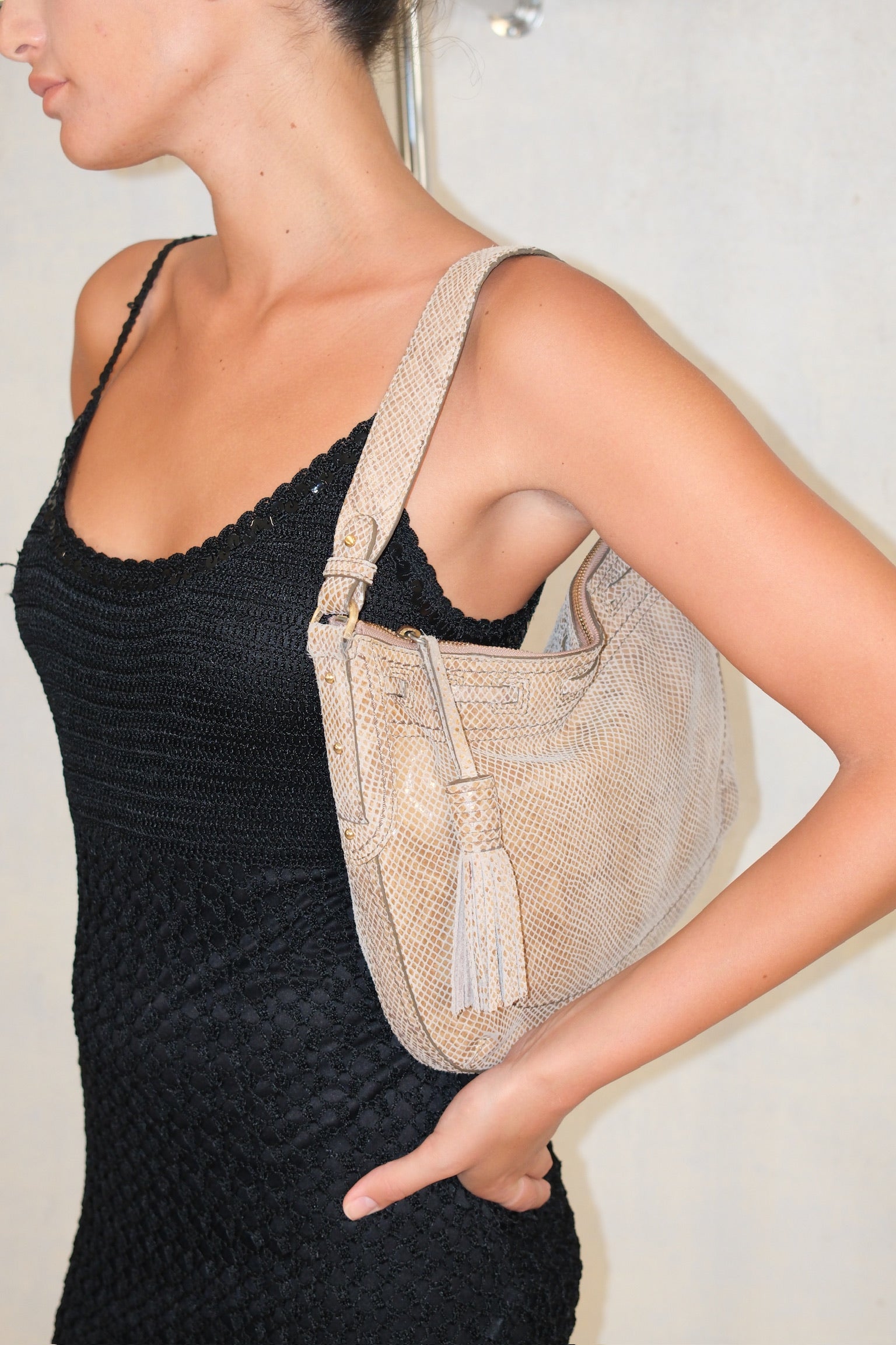 Cole Haan python textured leather sholder Bag