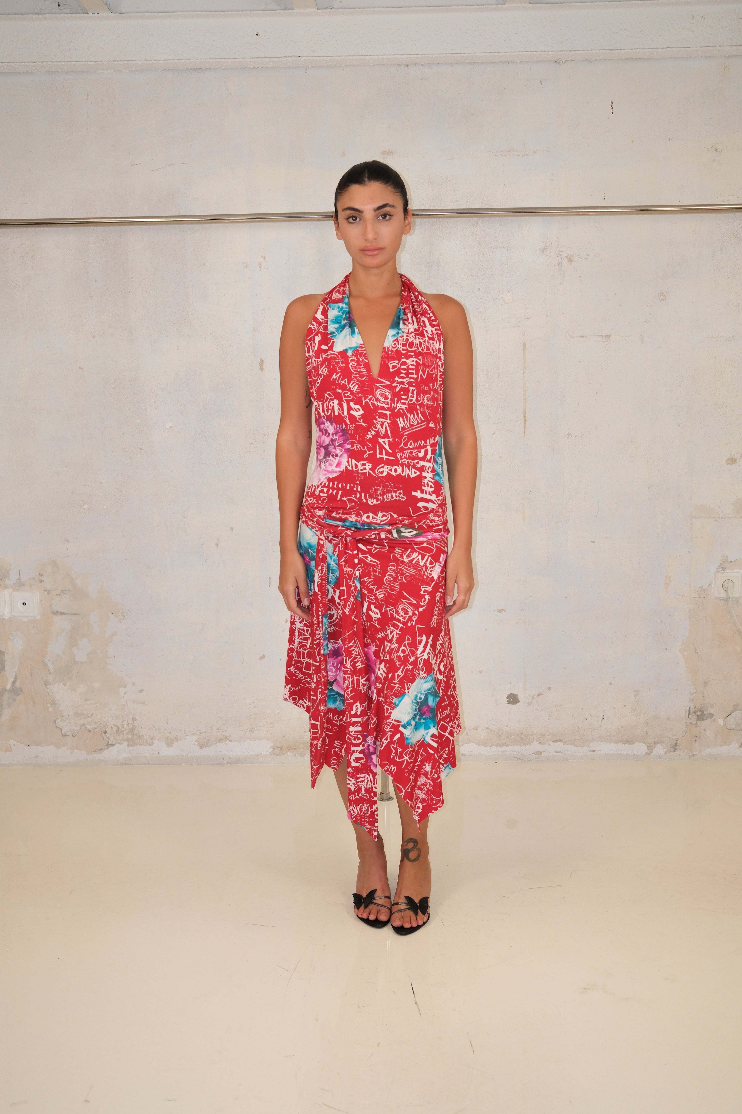 3ways Graphic Printed jersey Dress