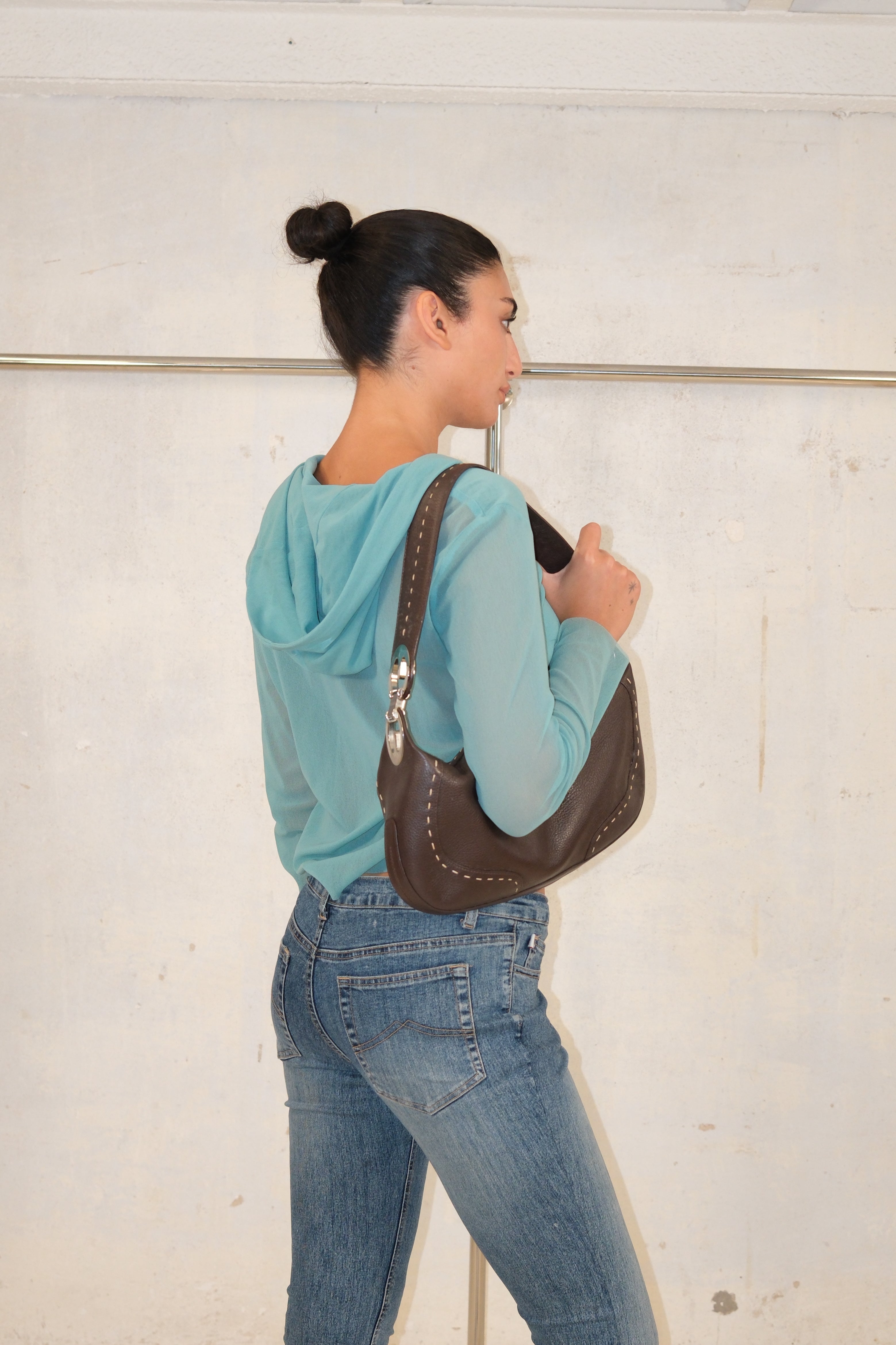 Long Turquoise Hoodie Top