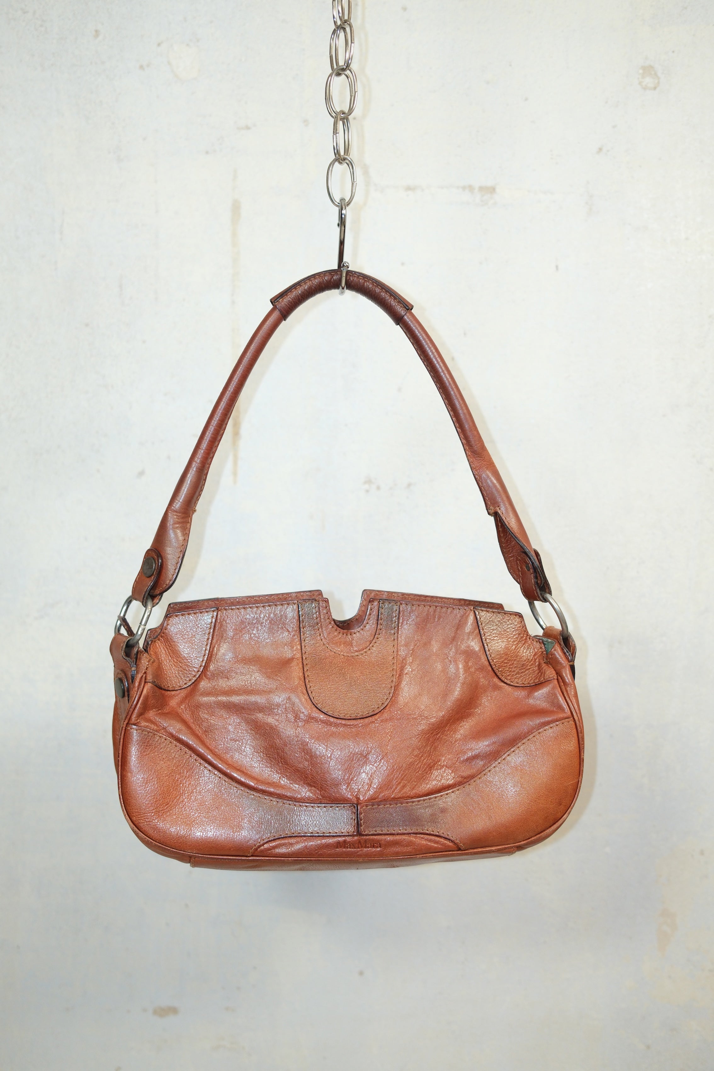 MAX MARA BROWN LEATHER SHOULDER BAG