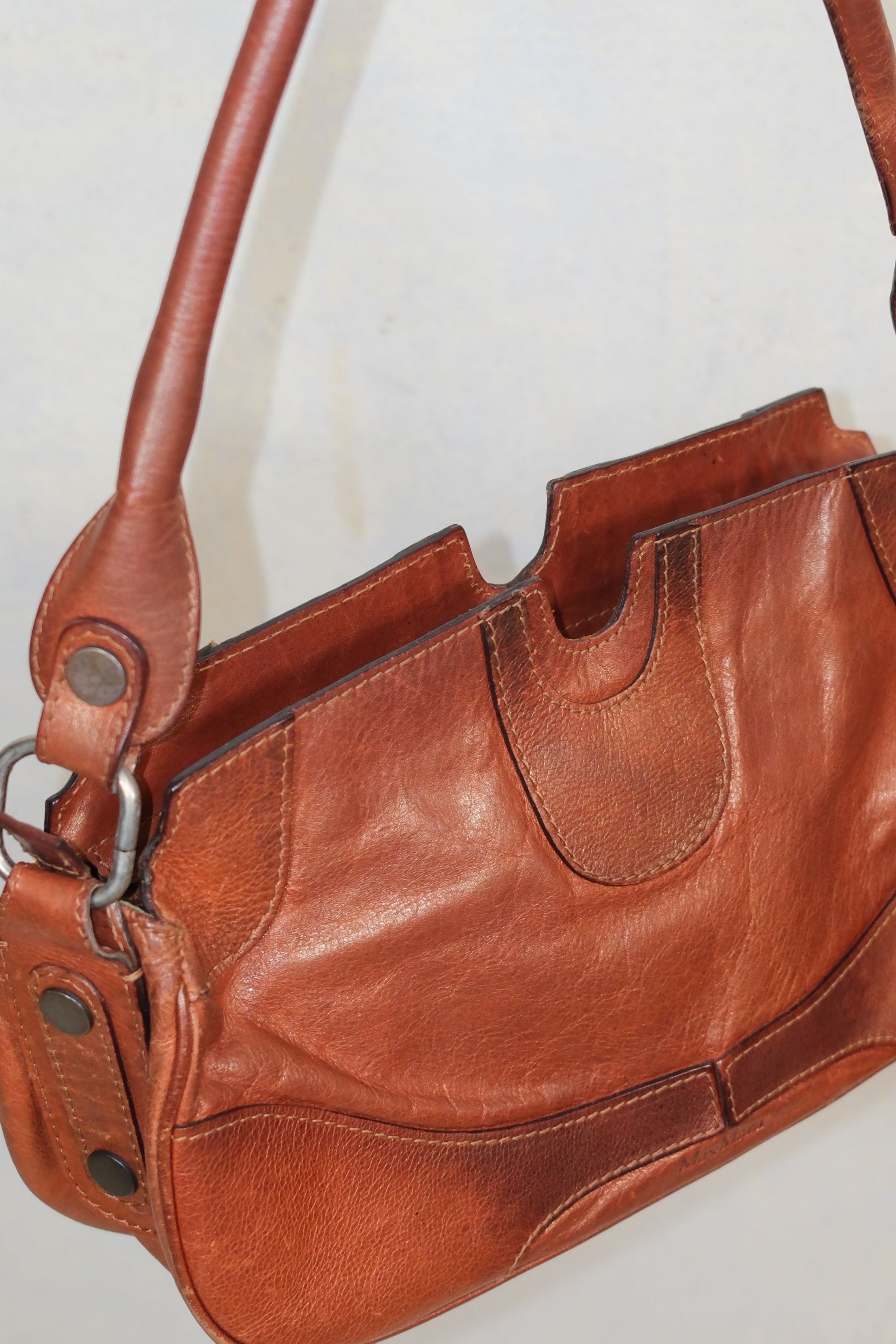 MAX MARA BROWN LEATHER SHOULDER BAG