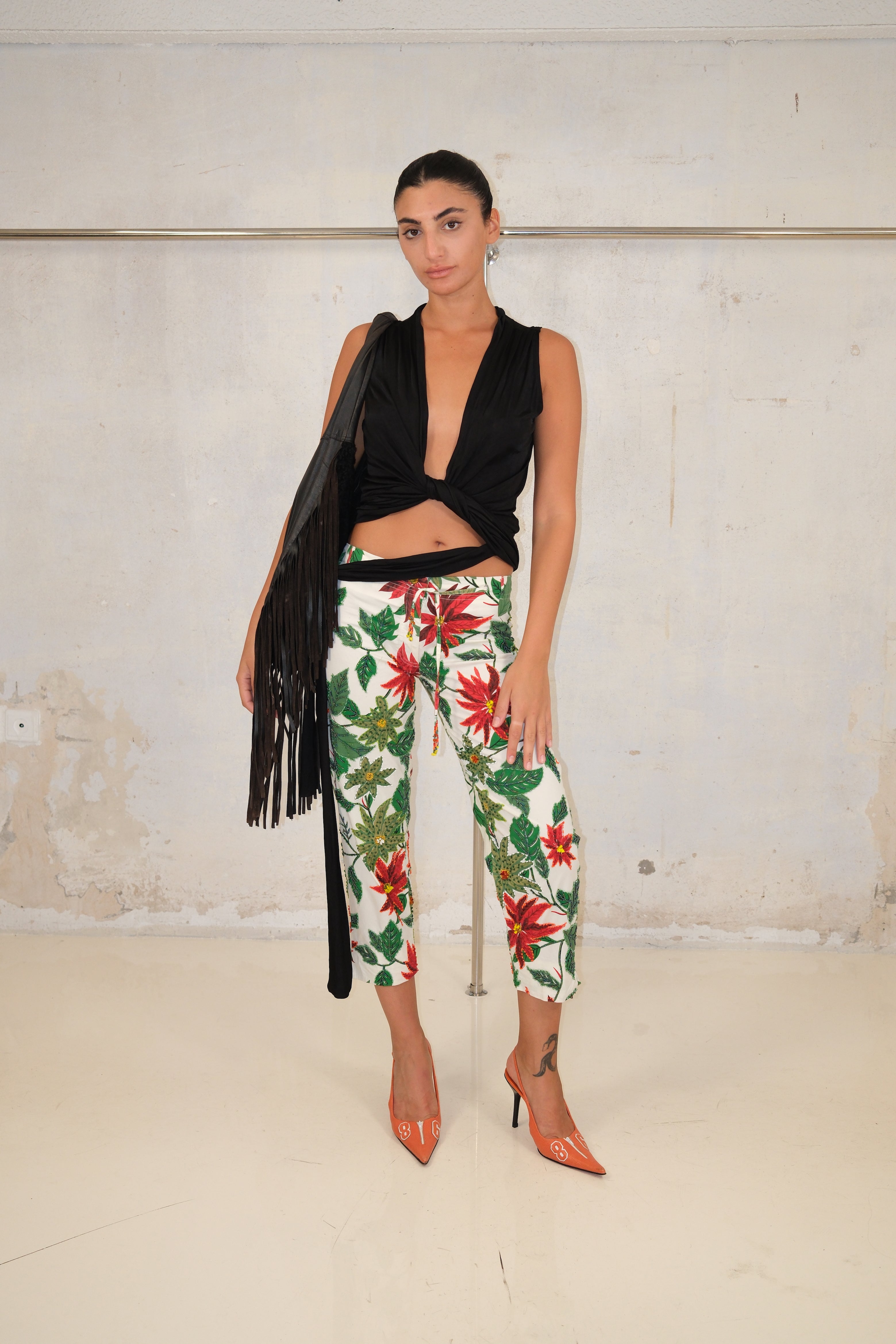 Printed And Beaded Pants Size 36