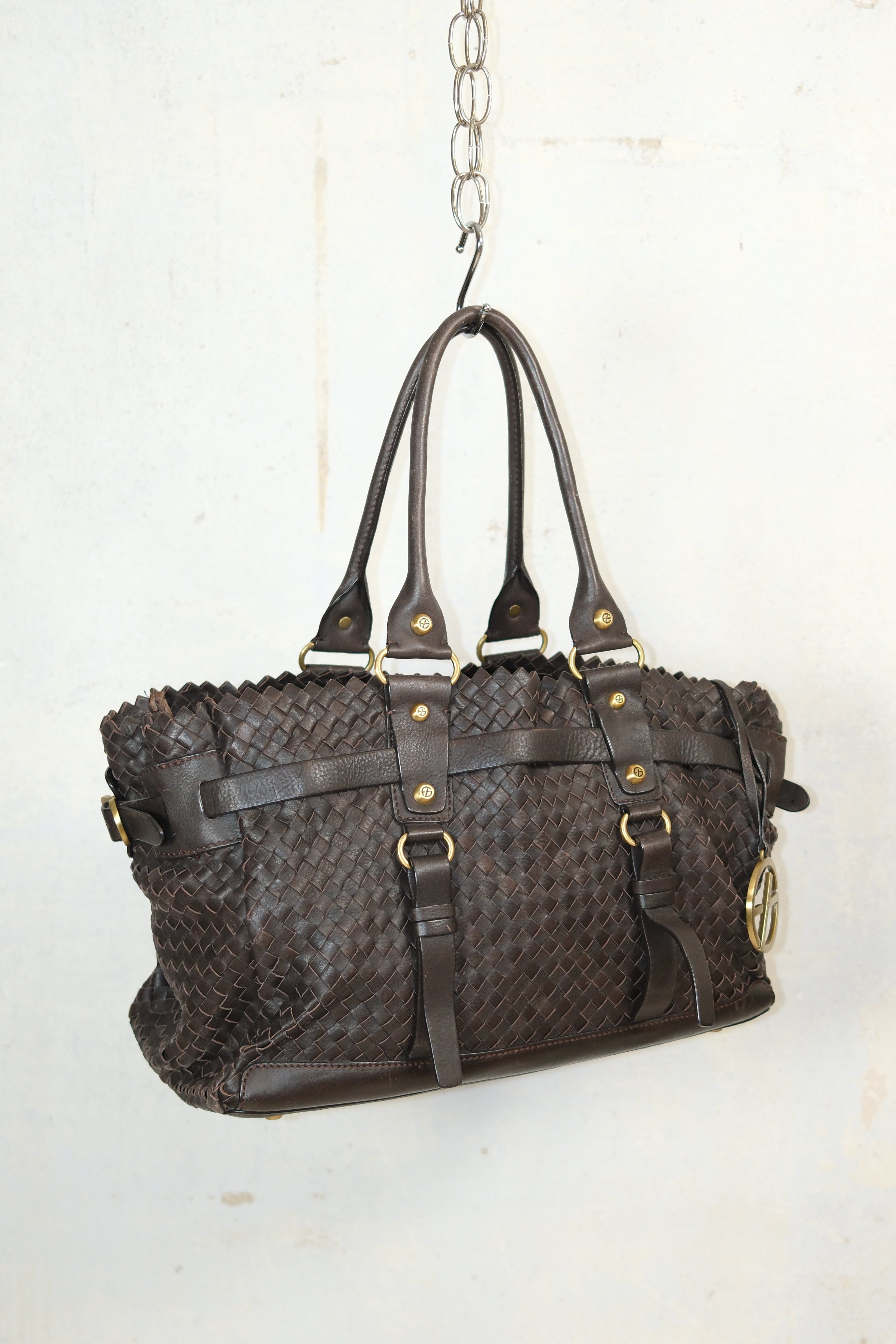 FRANCESCO BIASIA WOVEN BROWN LEATHER