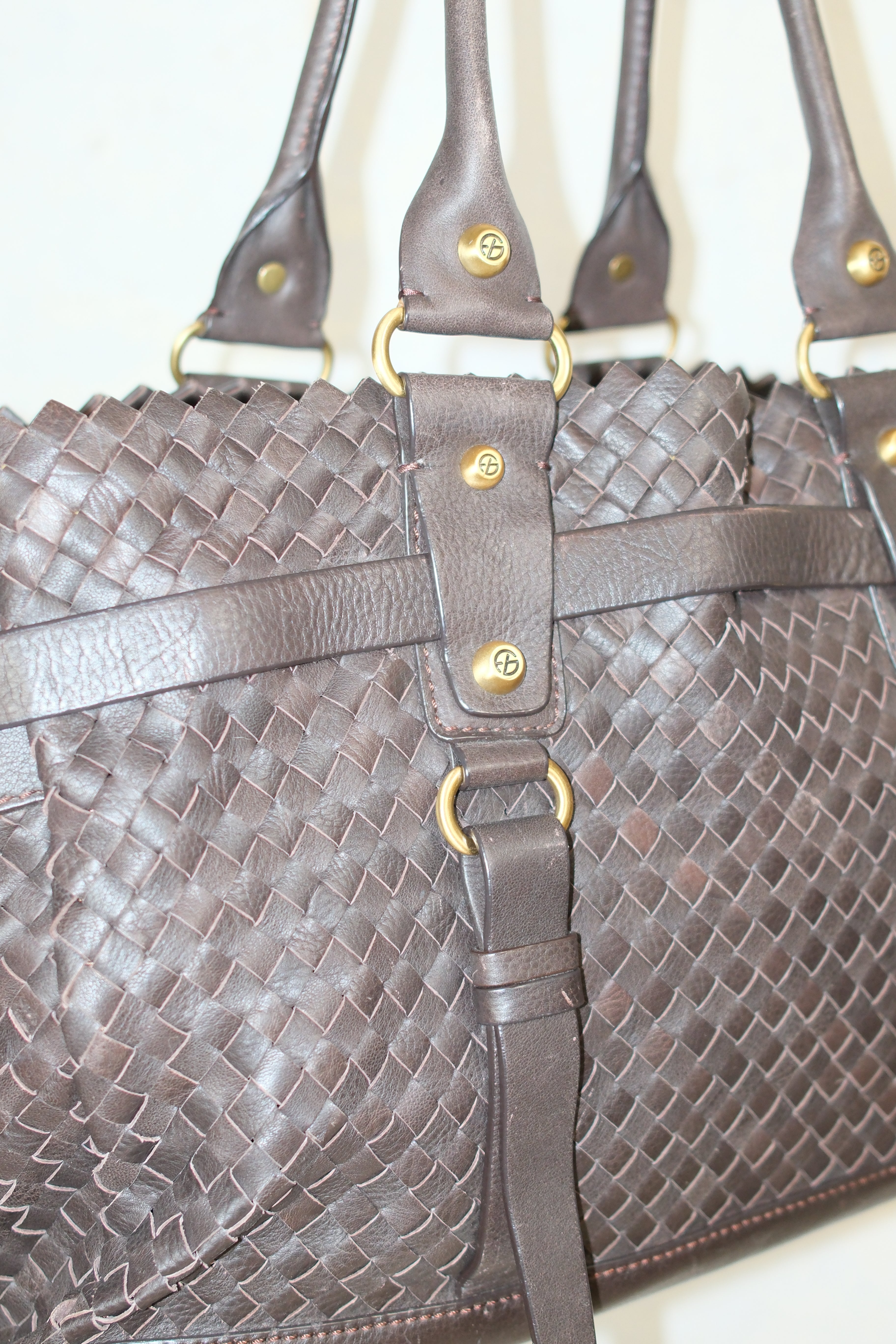 FRANCESCO BIASIA WOVEN BROWN LEATHER