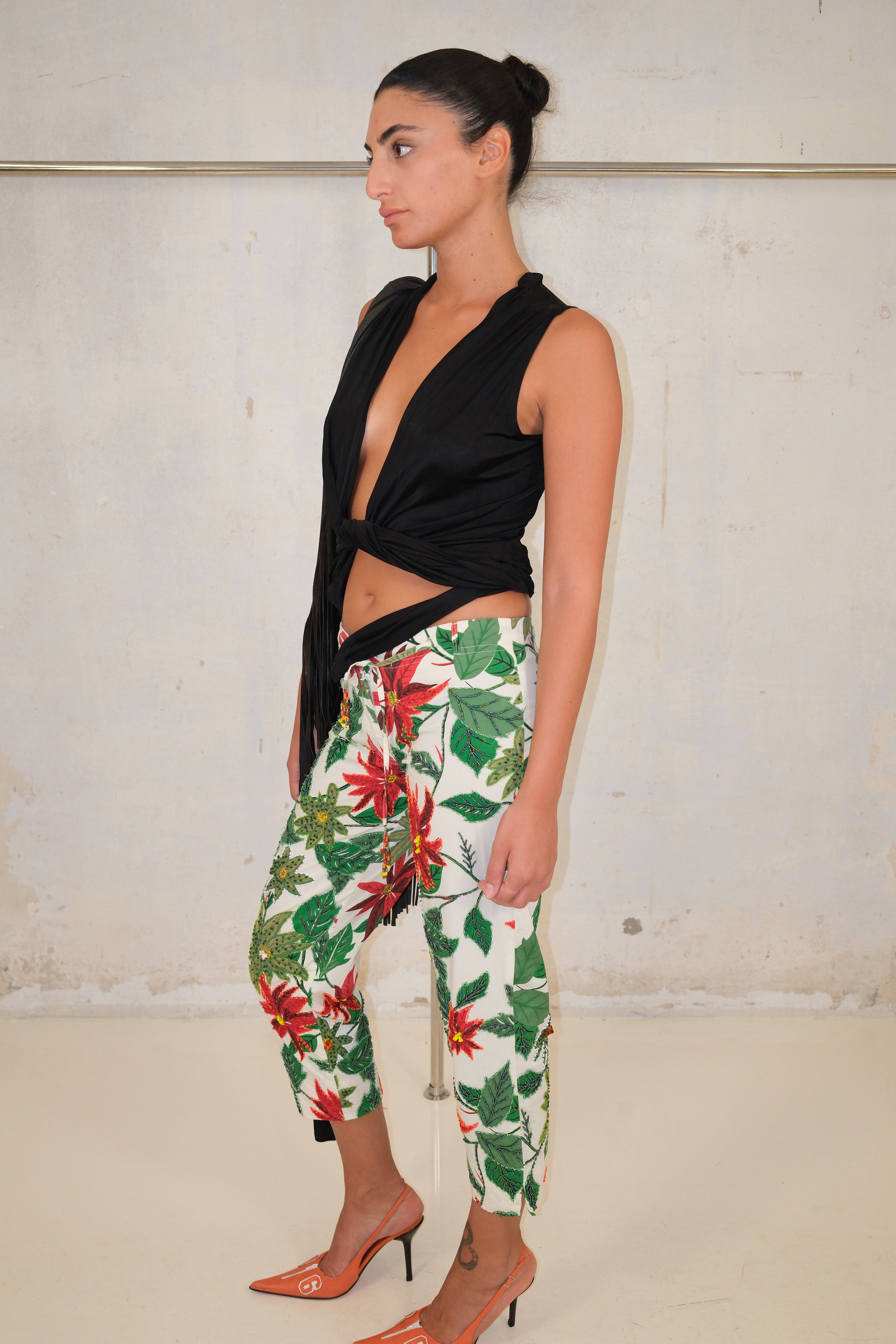 Printed And Beaded Pants Size 36
