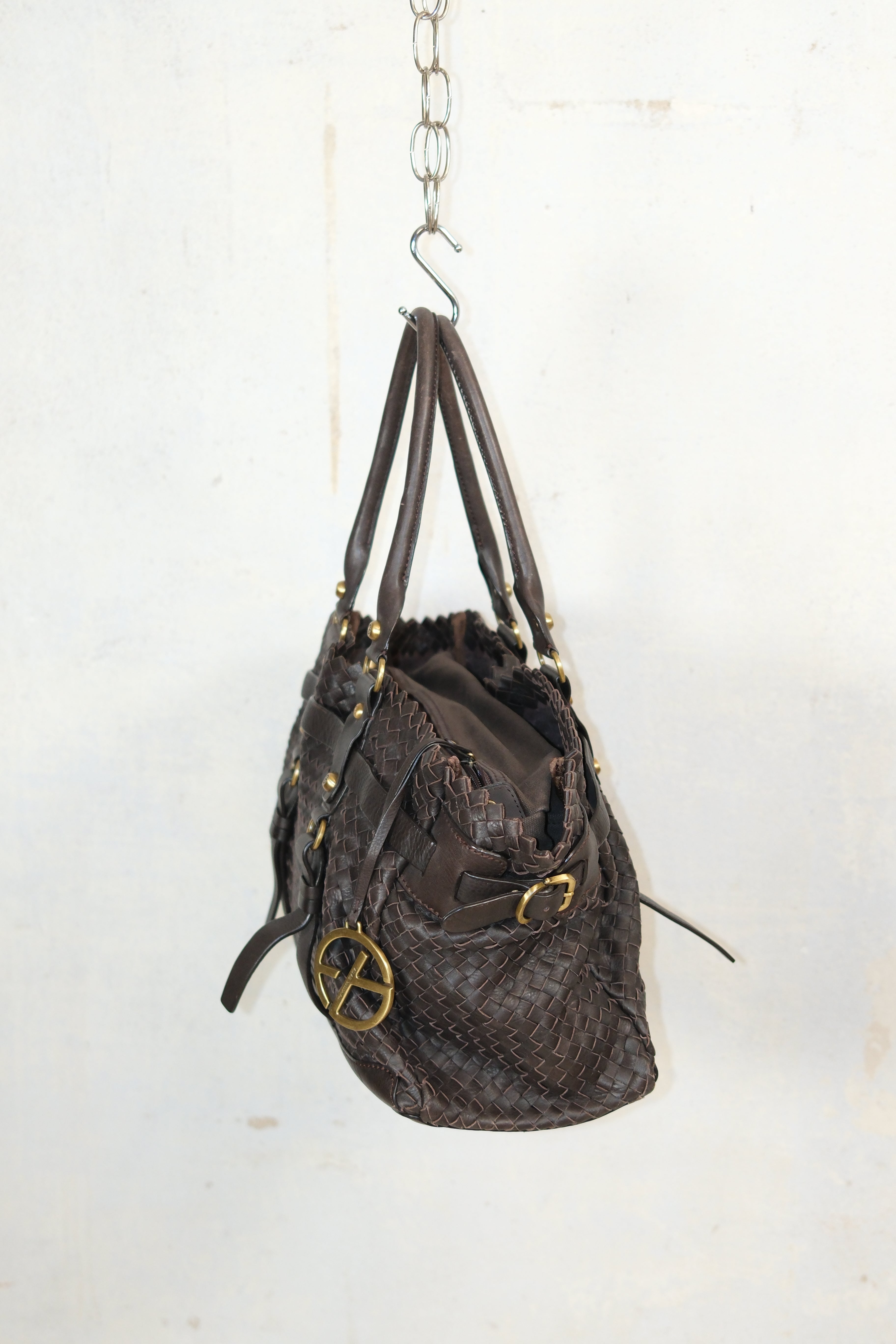 FRANCESCO BIASIA WOVEN BROWN LEATHER