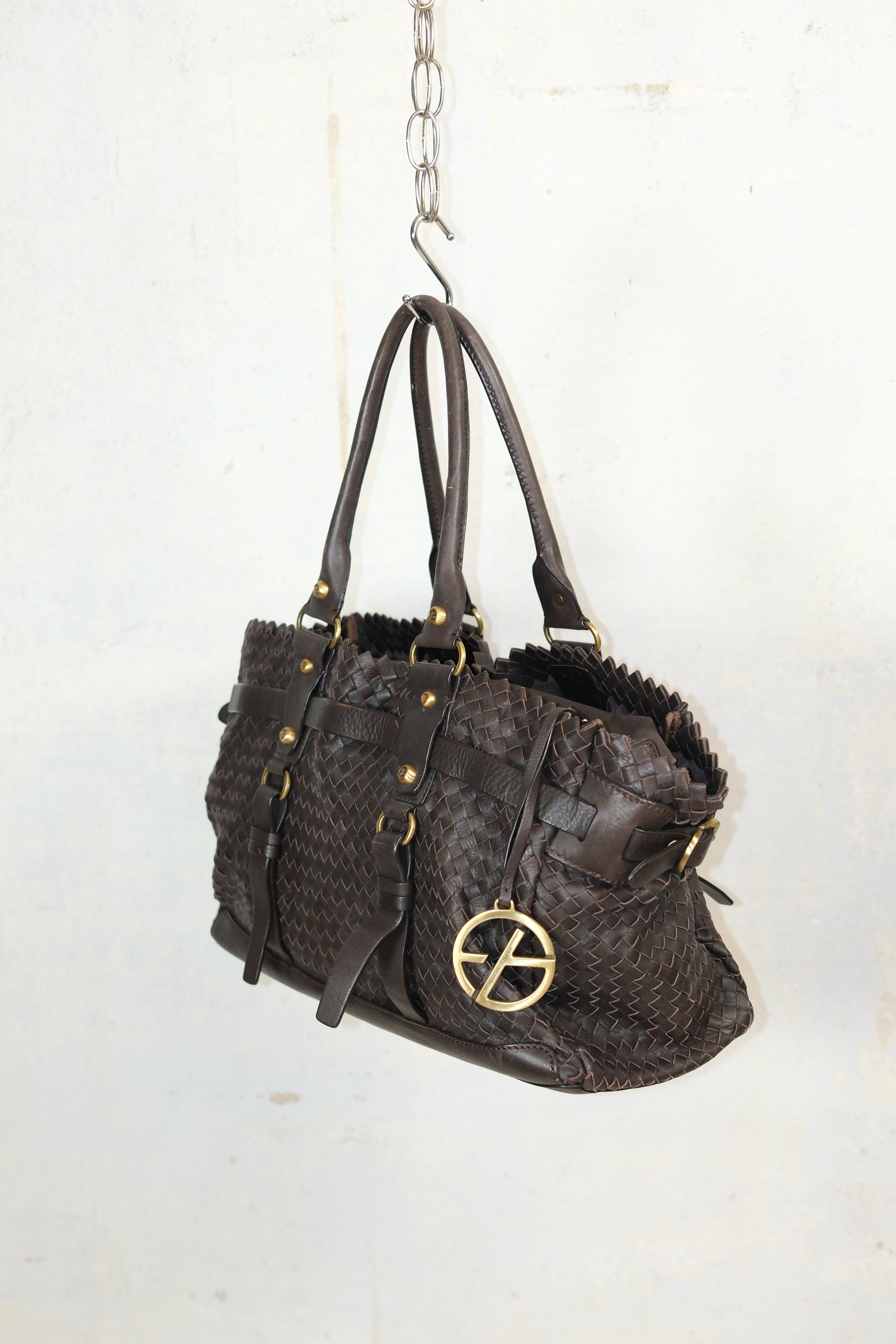 FRANCESCO BIASIA WOVEN BROWN LEATHER