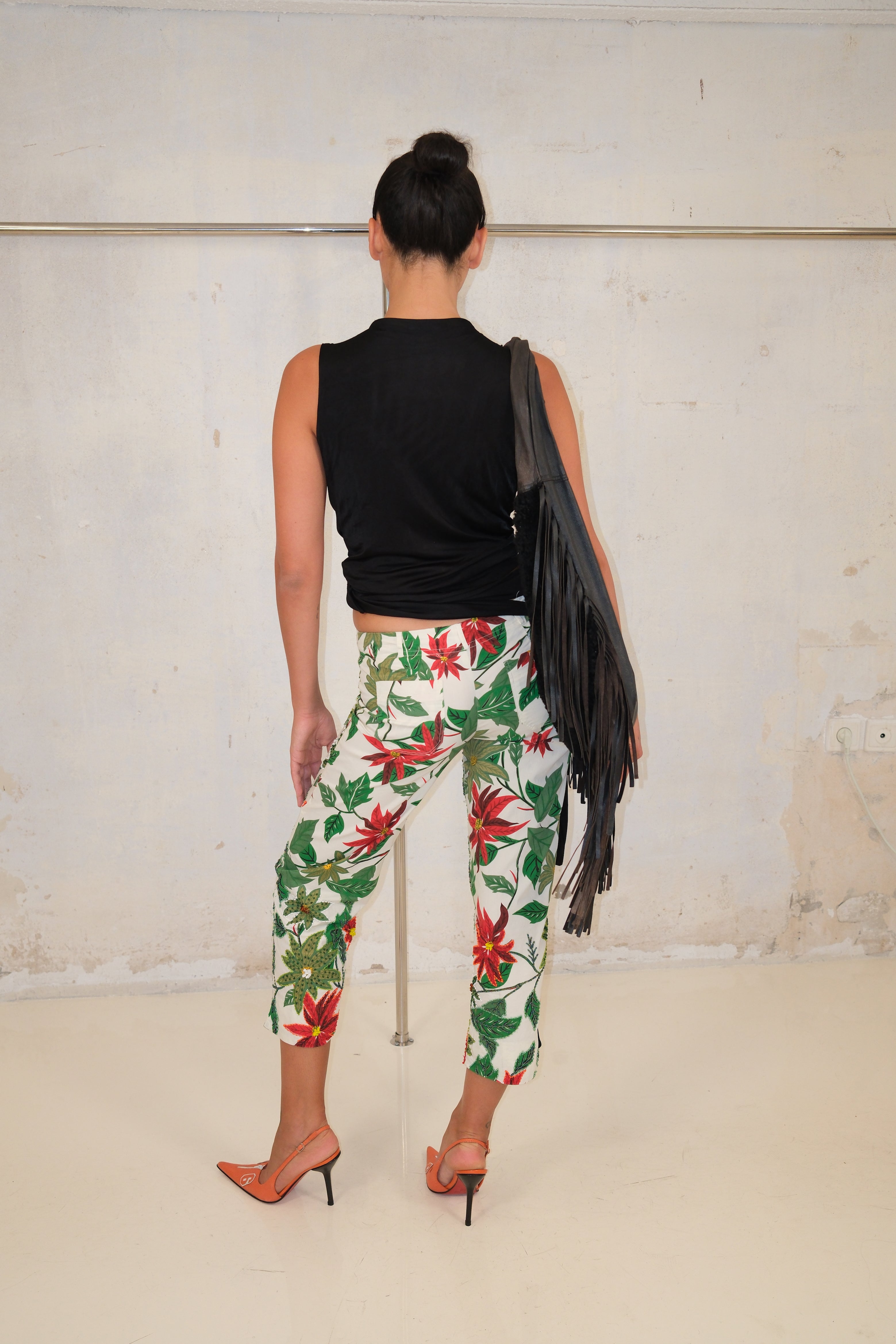 Printed And Beaded Pants Size 36