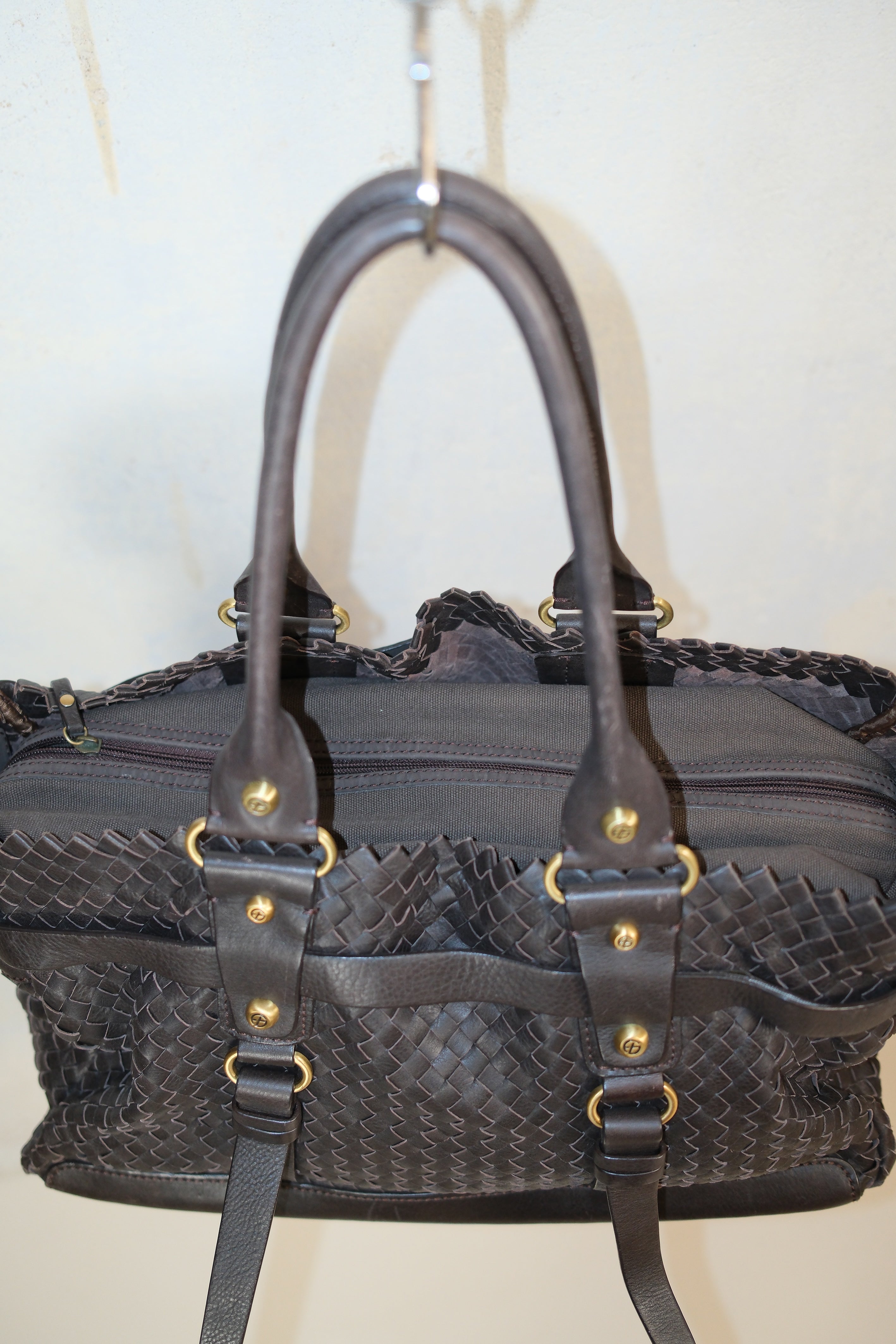 FRANCESCO BIASIA WOVEN BROWN LEATHER