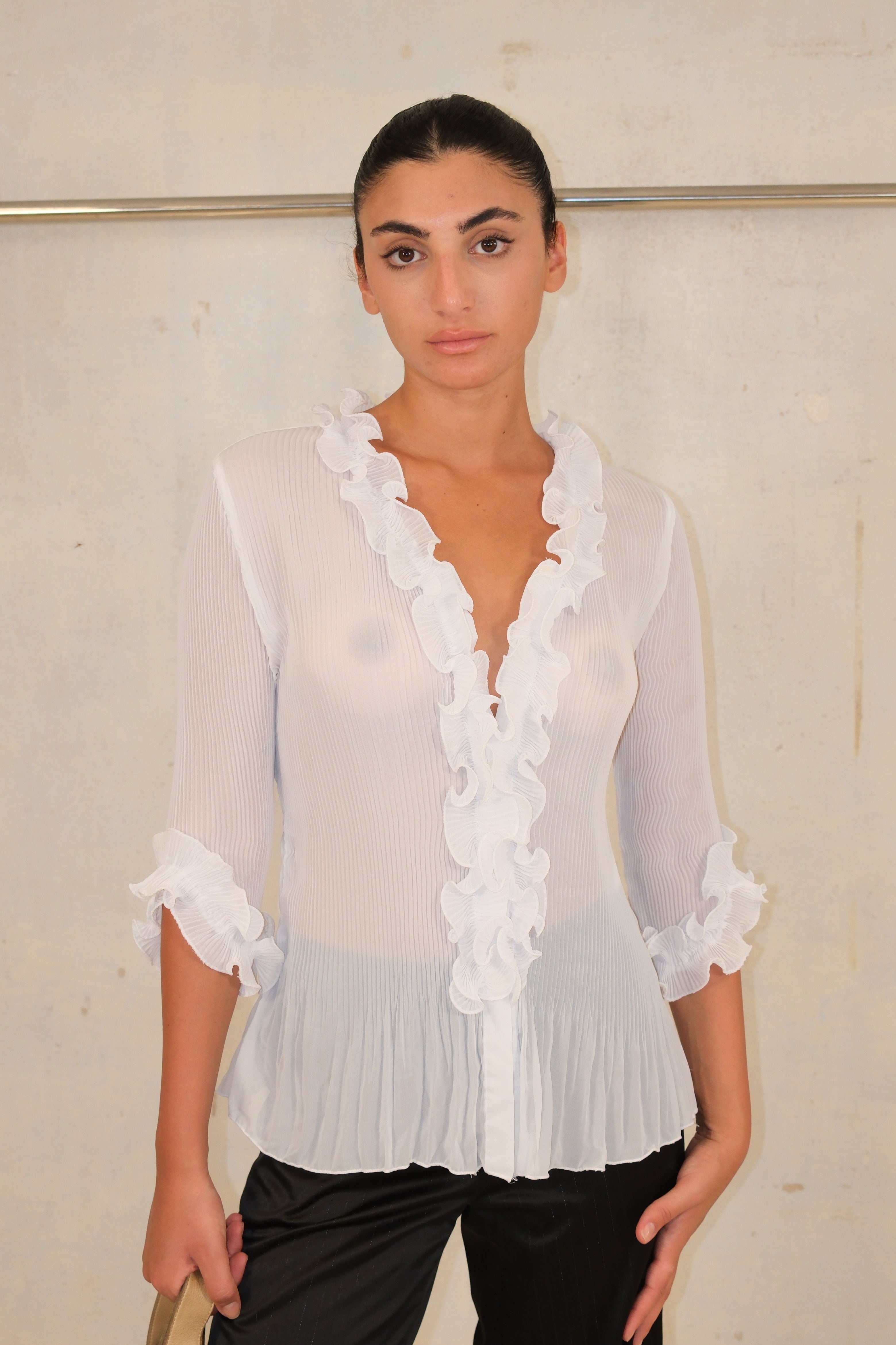 White Ruffle Top