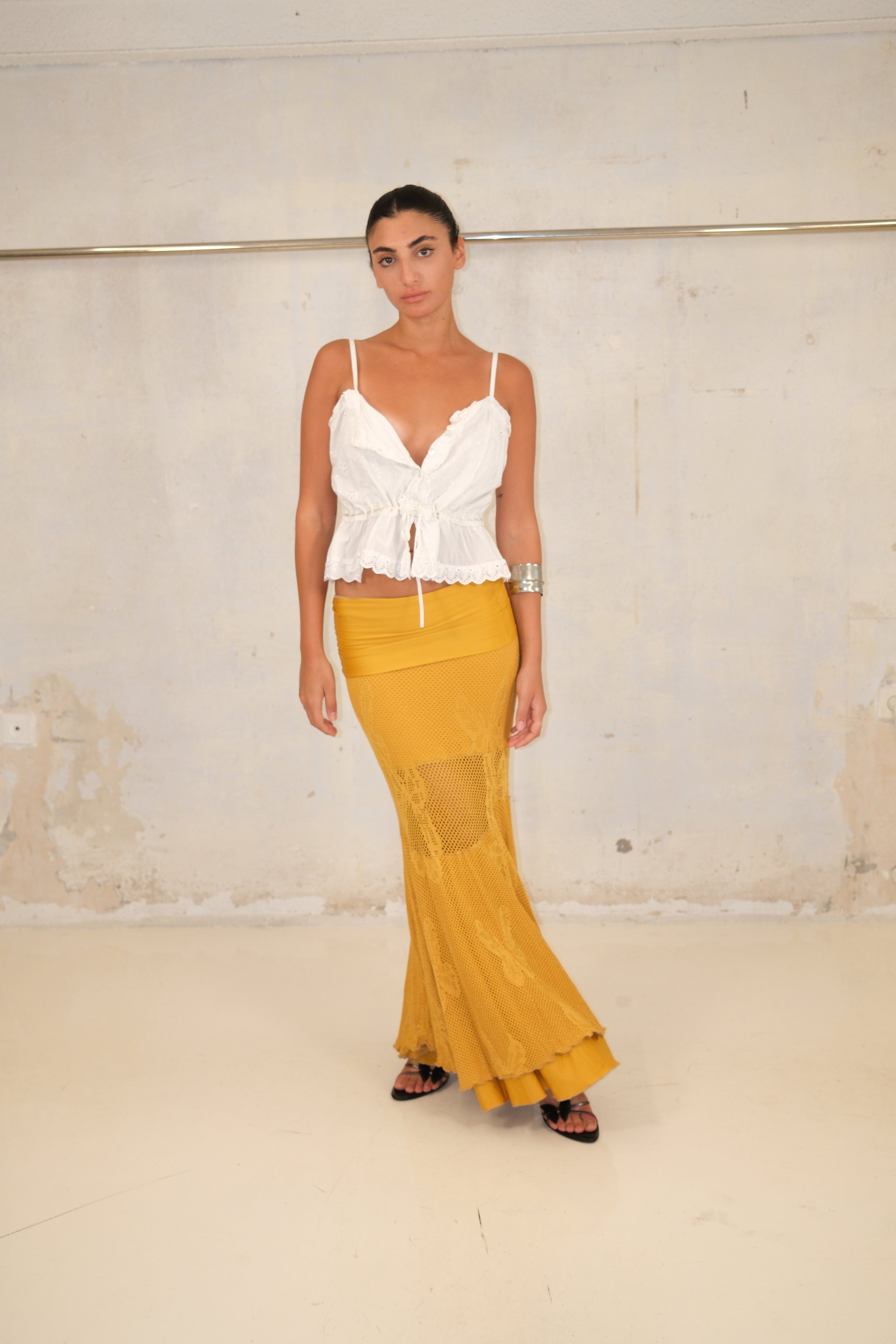 Orange Crochet Low Skirt