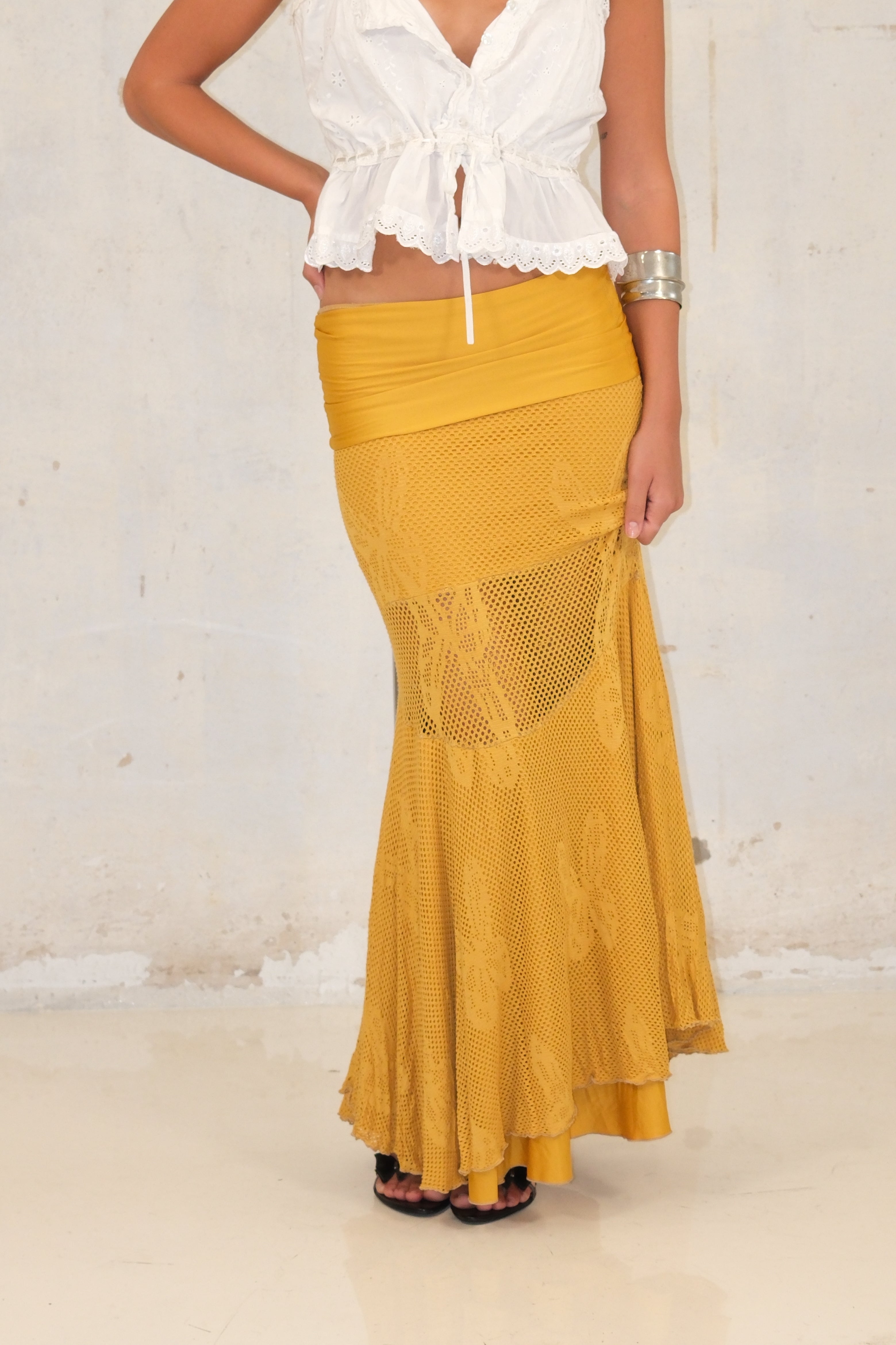 Orange Crochet Low Skirt