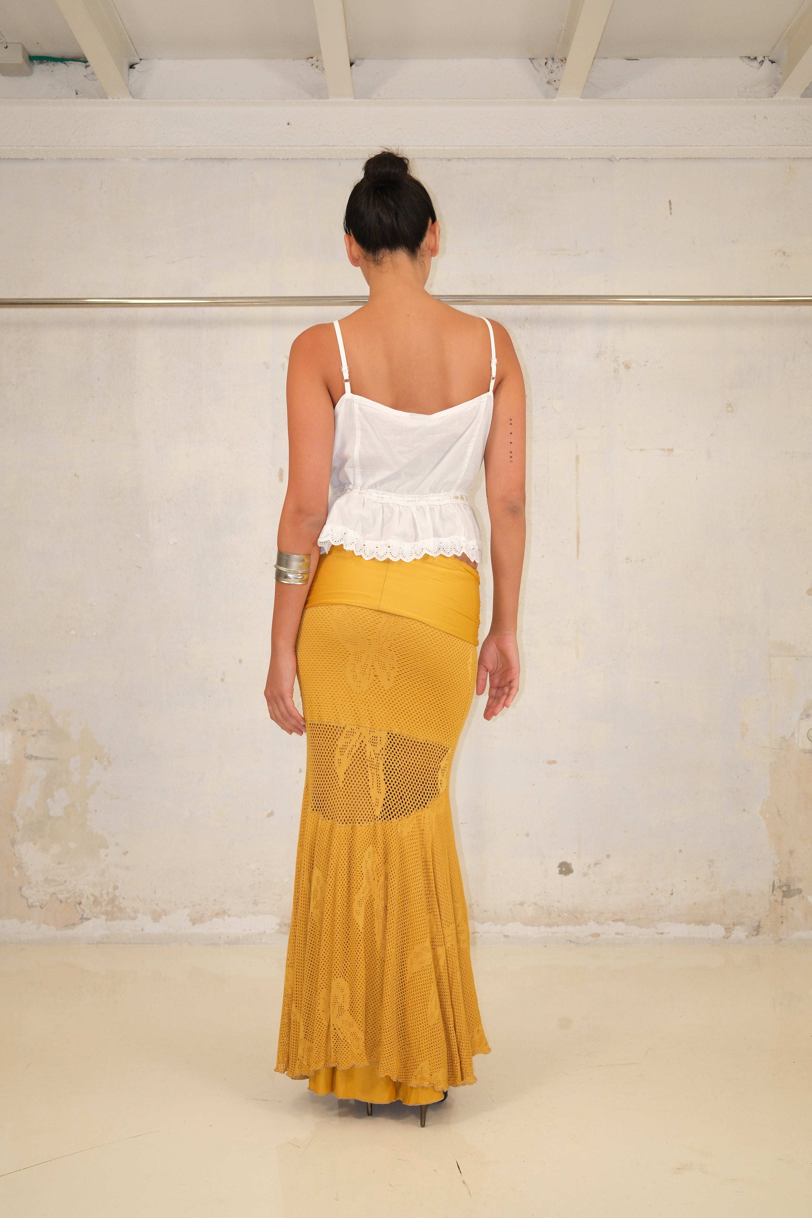Orange Crochet Low Skirt