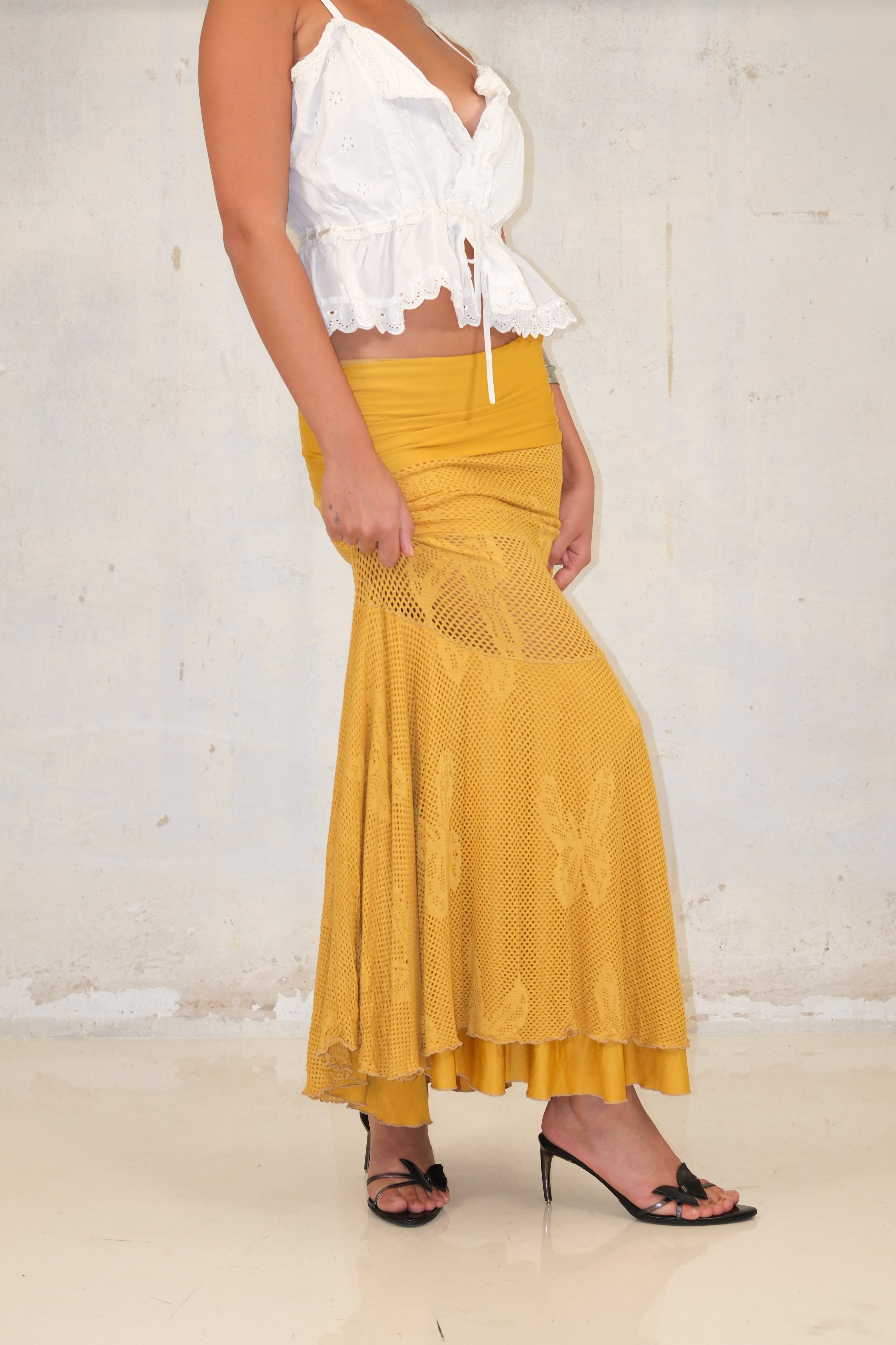 Orange Crochet Low Skirt