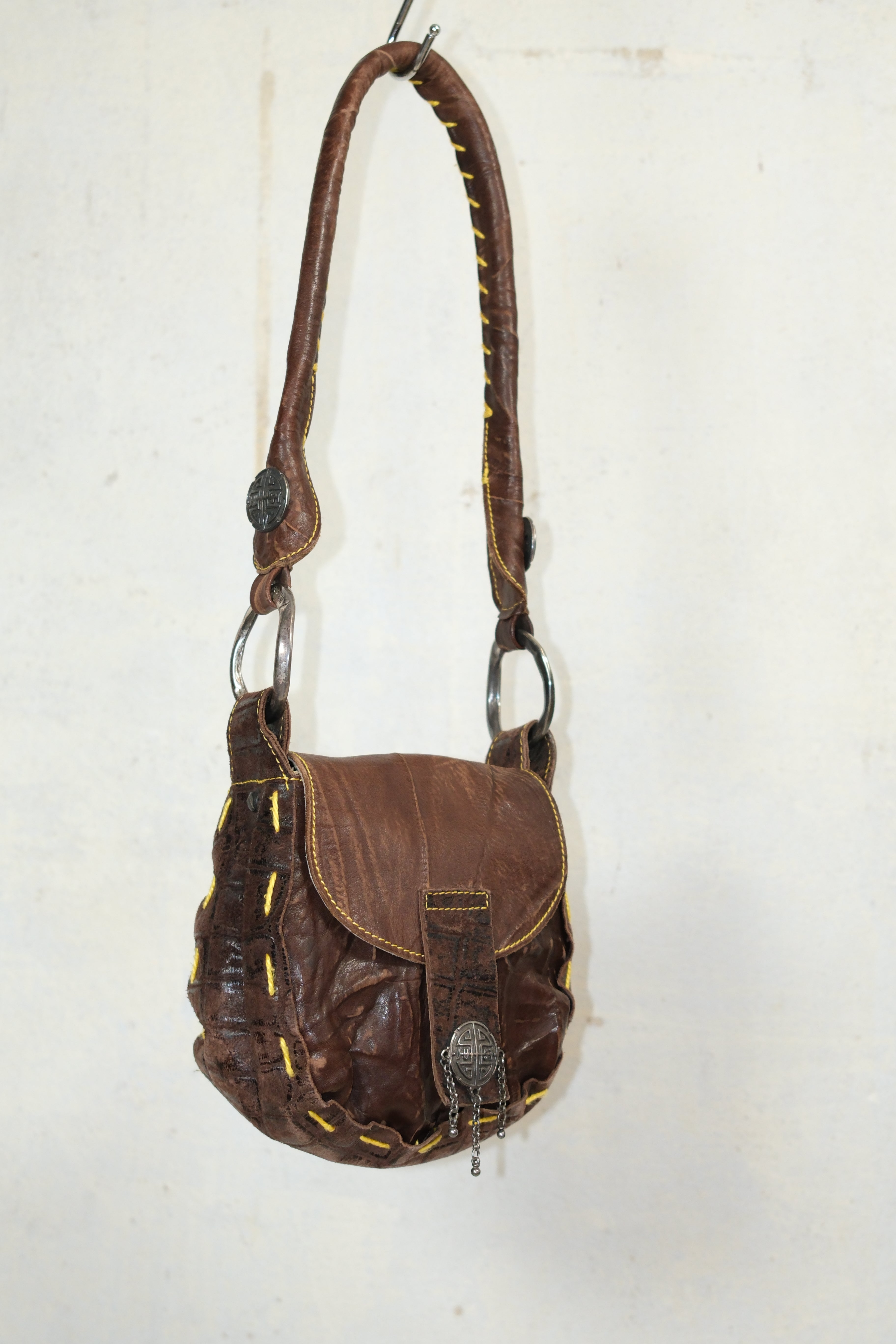 JUST CAVALLI STITCHED LEATHER BAG