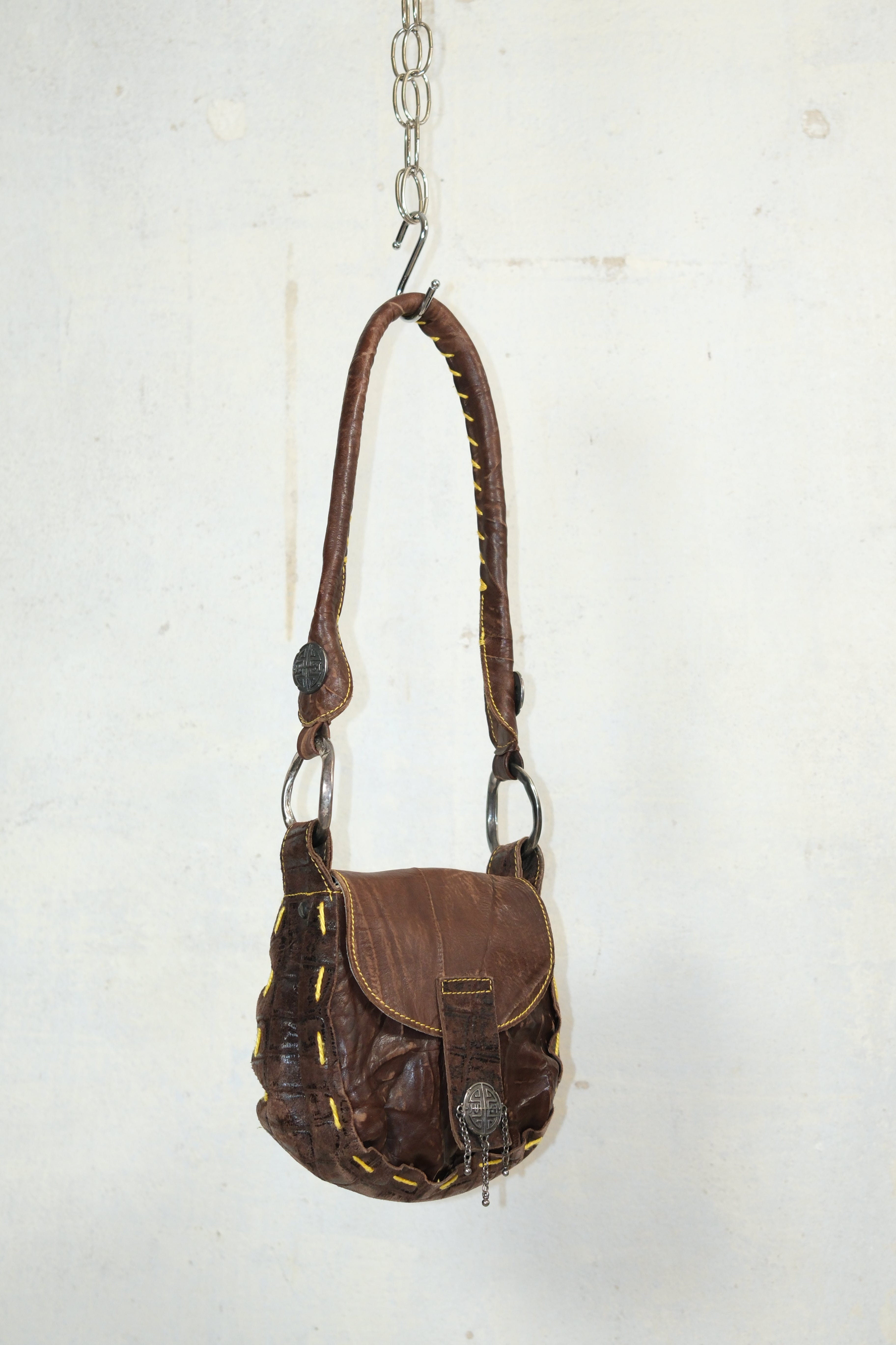 JUST CAVALLI STITCHED LEATHER BAG