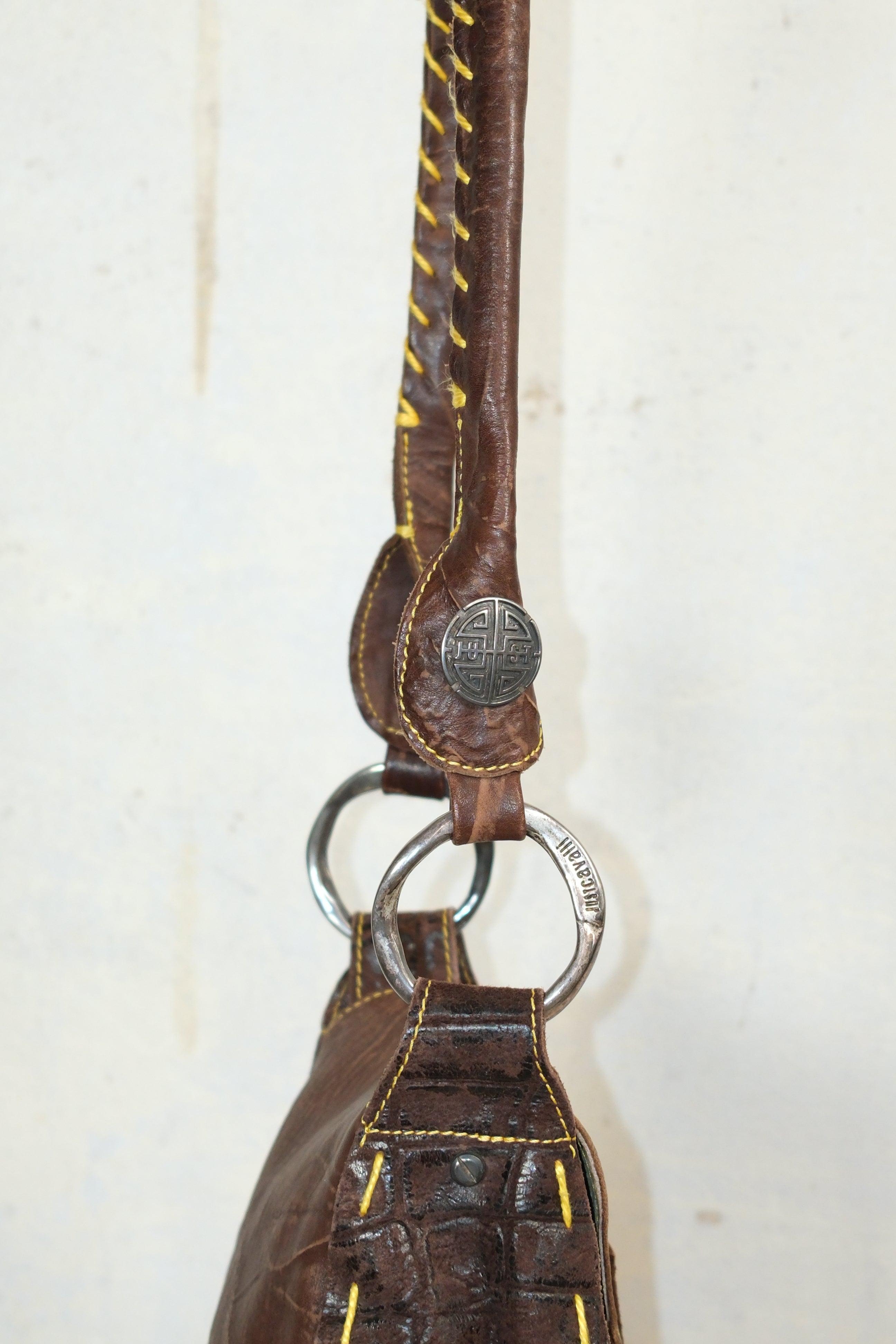 JUST CAVALLI STITCHED LEATHER BAG