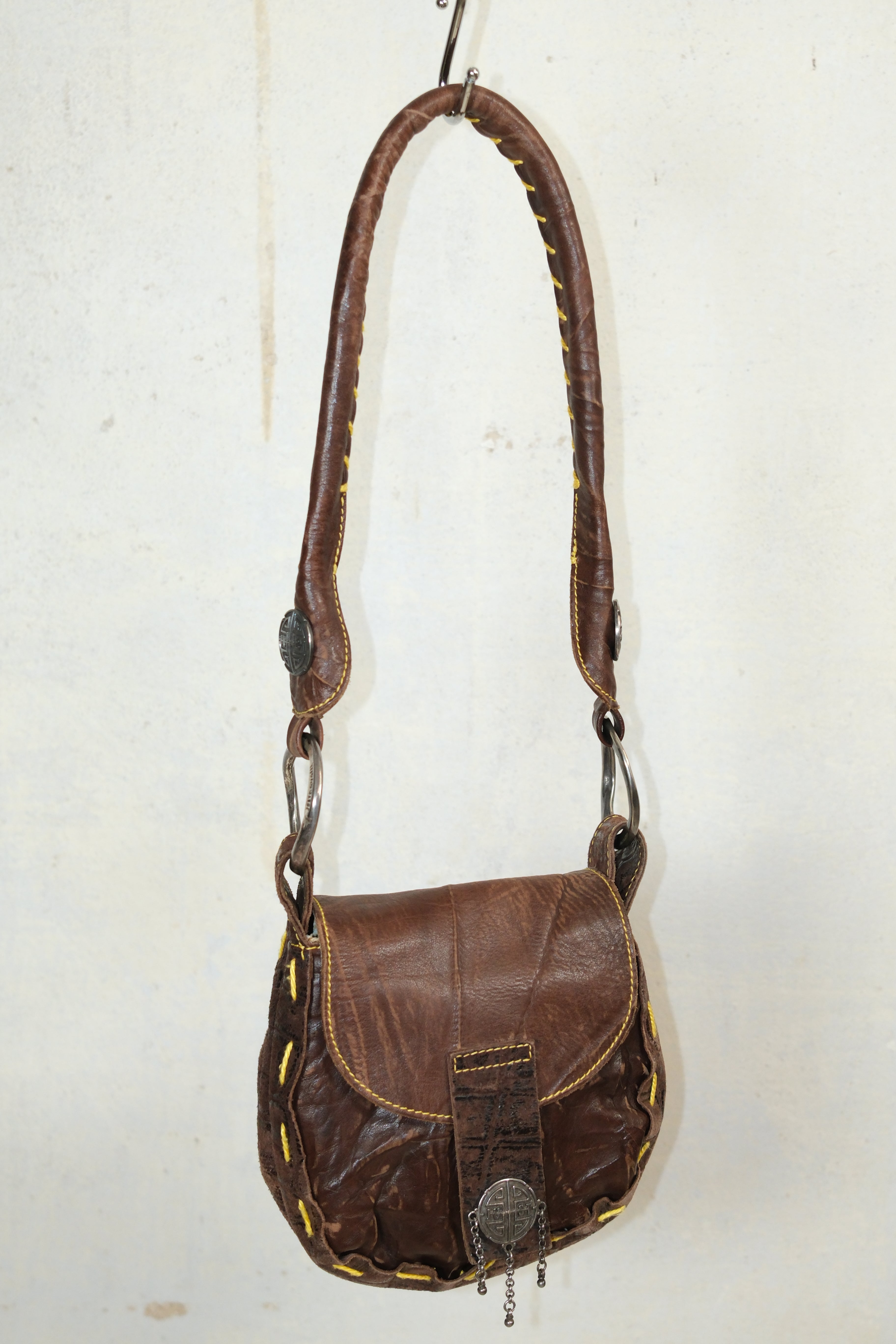 JUST CAVALLI STITCHED LEATHER BAG
