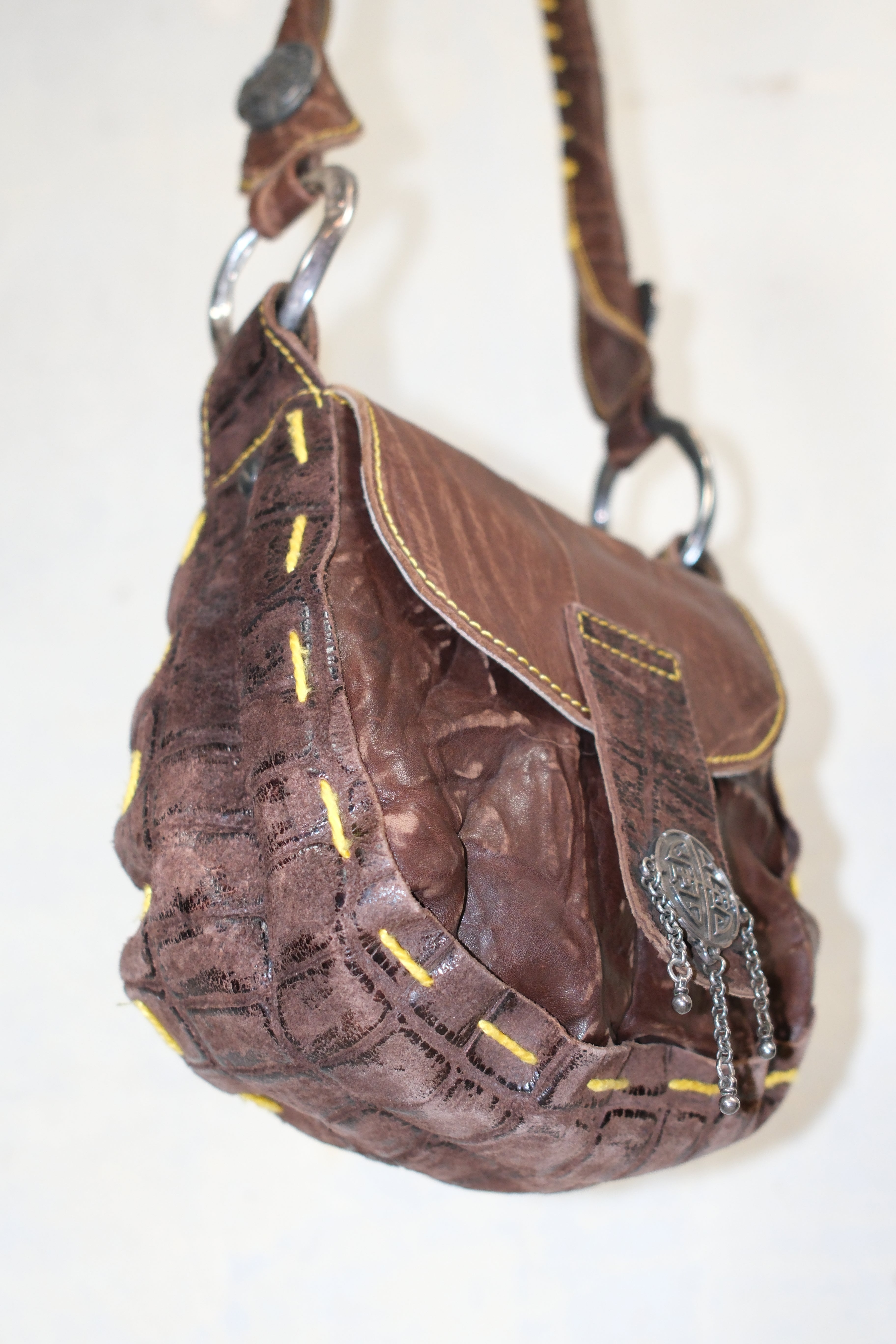 JUST CAVALLI STITCHED LEATHER BAG