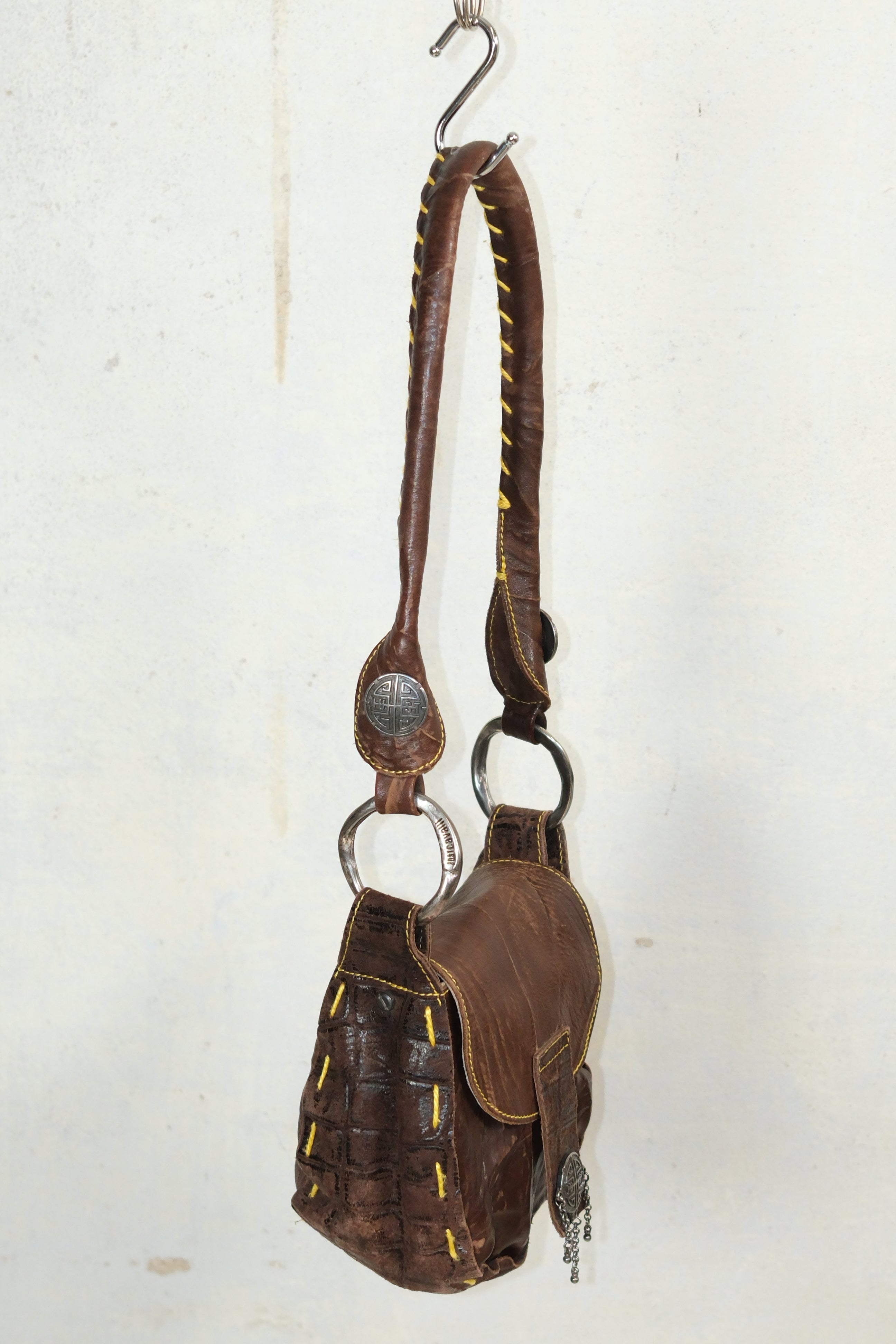 JUST CAVALLI STITCHED LEATHER BAG