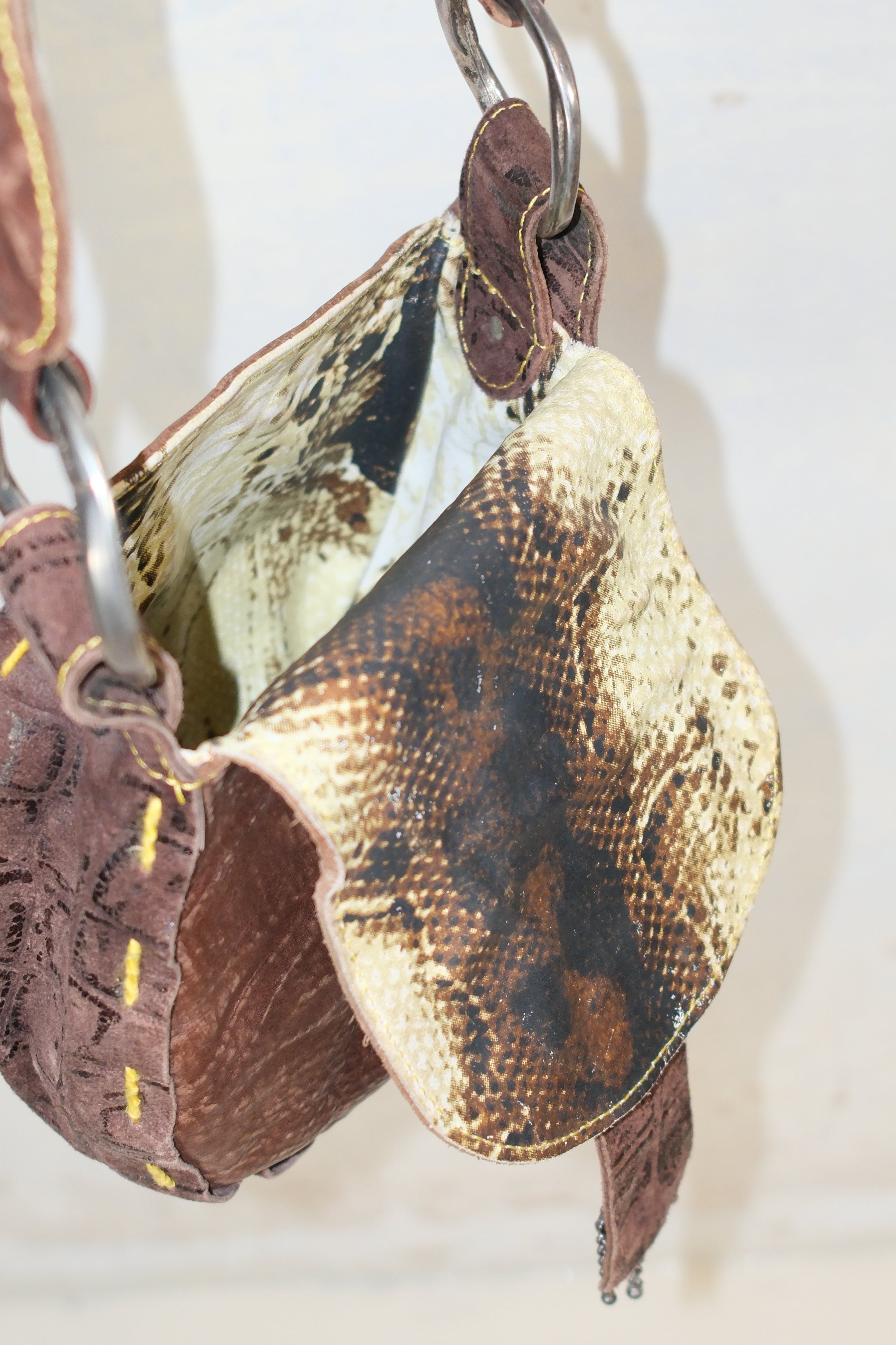 JUST CAVALLI STITCHED LEATHER BAG