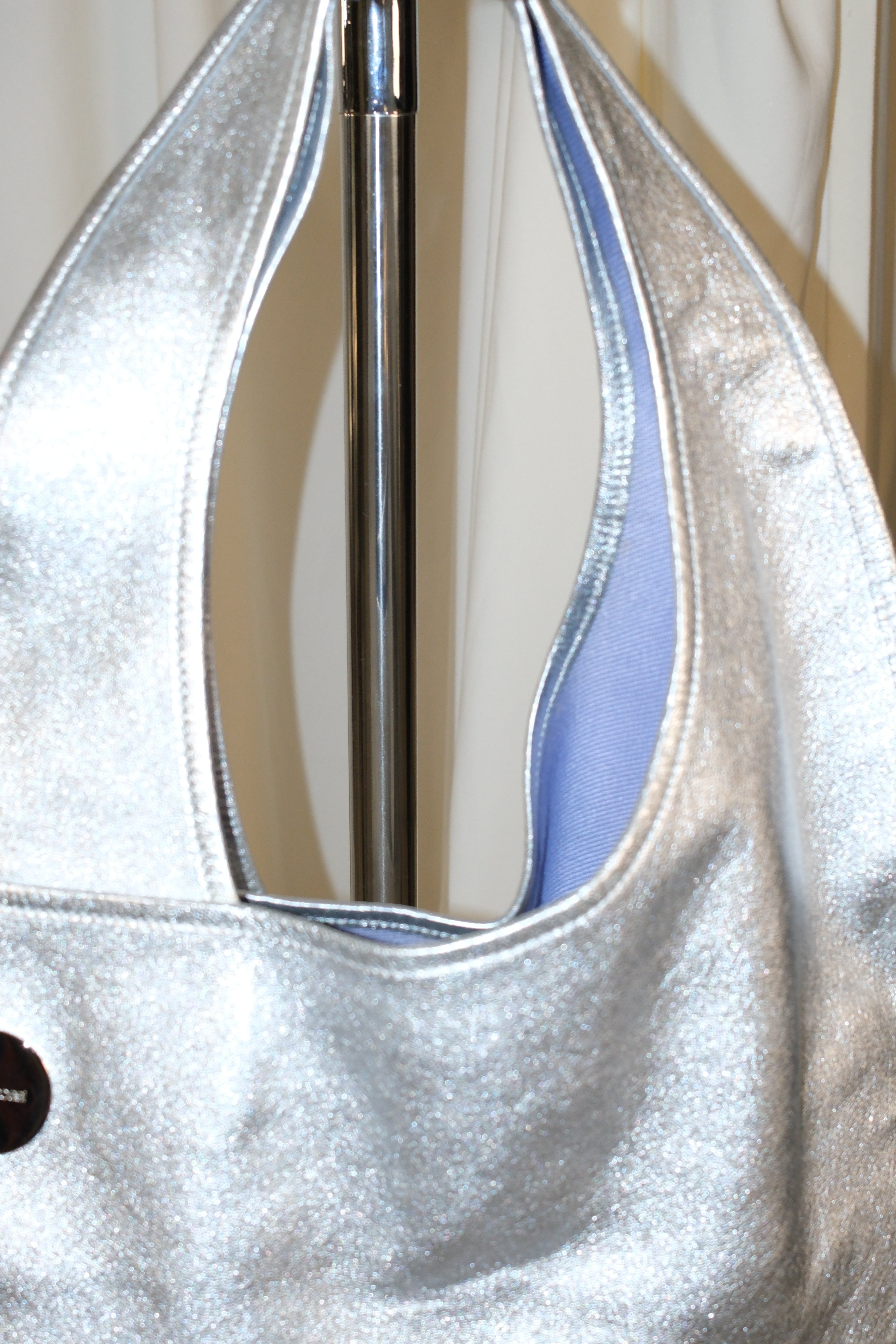 Sergio Rossi Silver Asymmetric Leather Shoulder Bag