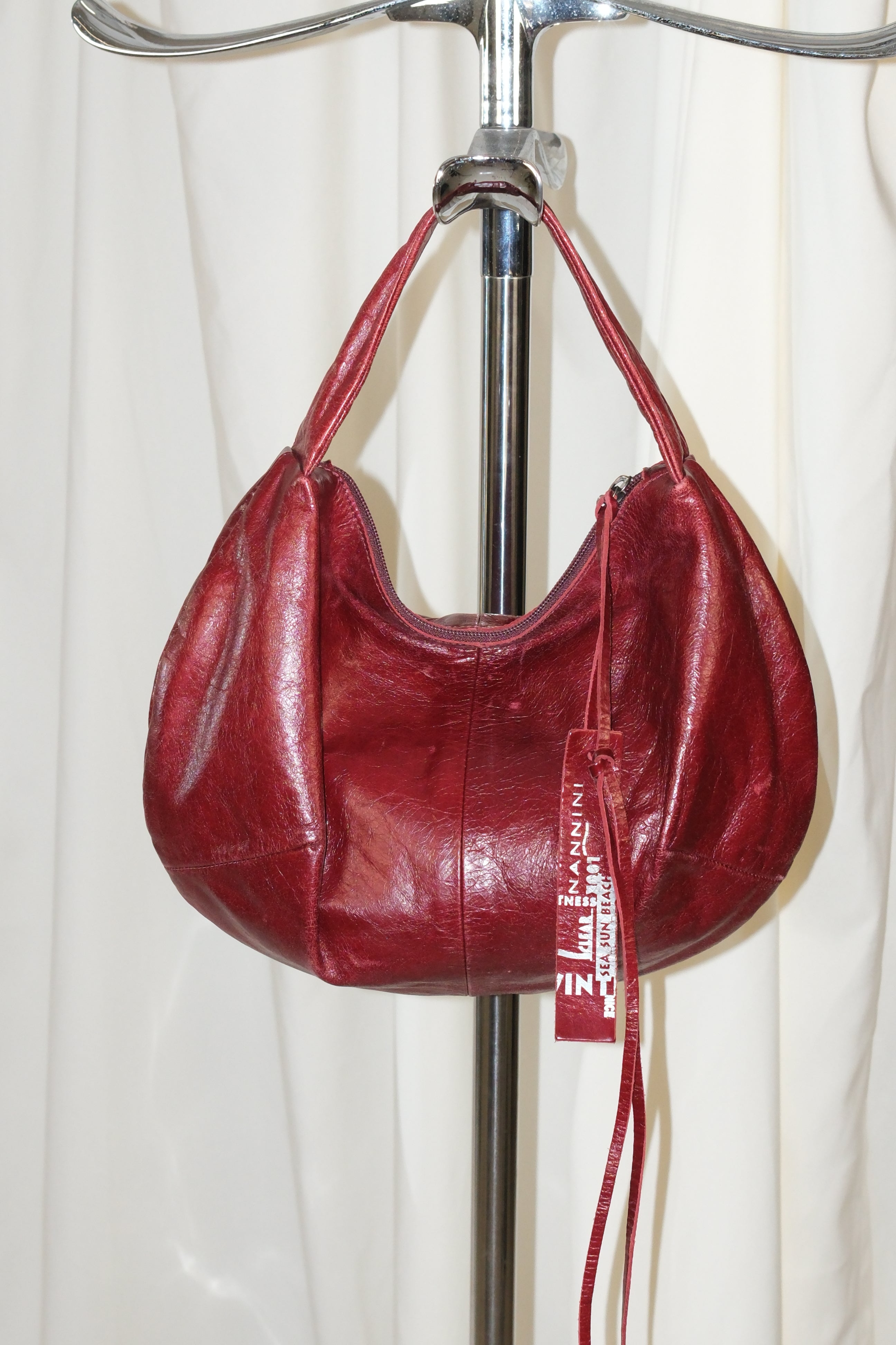 Nannini Wine Red Handbag with Leather Charm