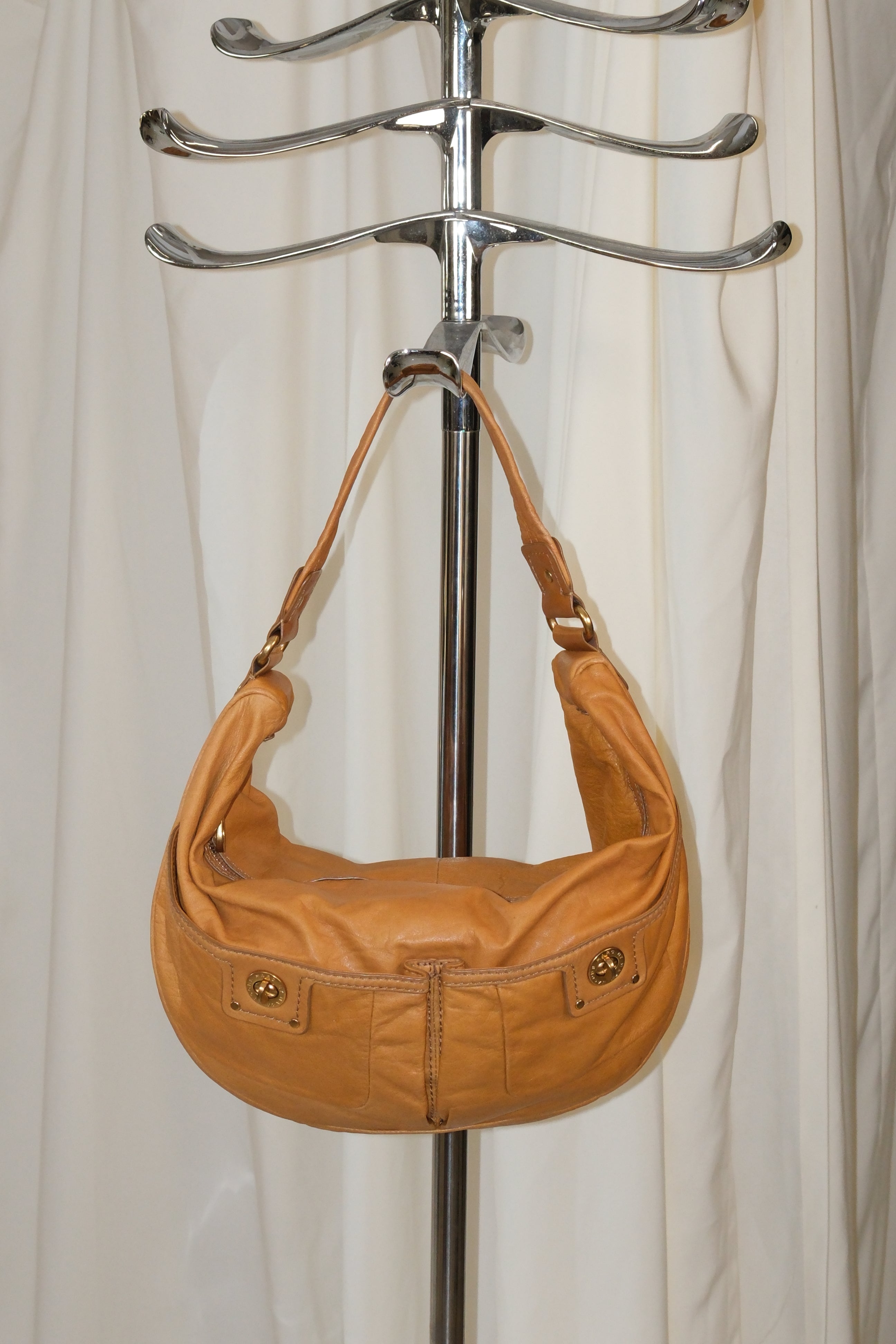 Marc Jacobs Camel Leather Shoulder Bag in Moon Shape